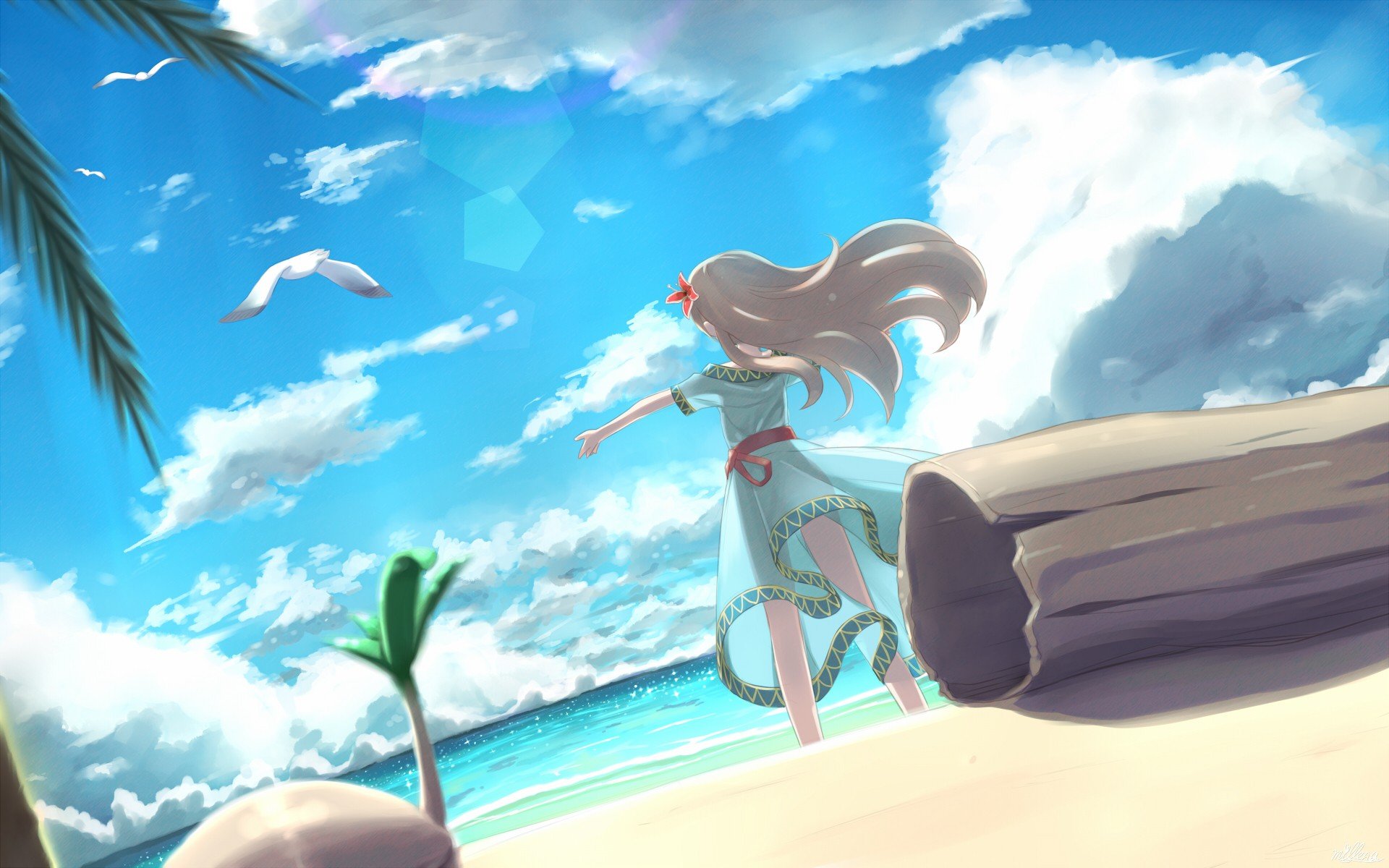 Girl from The Legend of Zelda on a beach HD Wallpaper