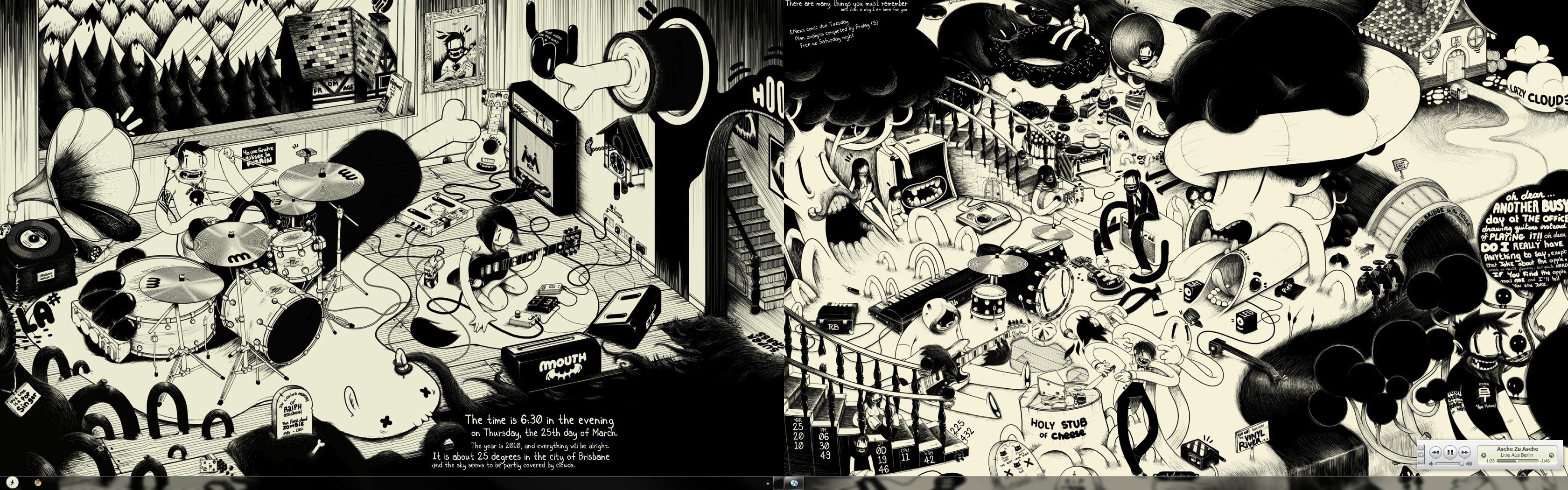 McBess illustration with band and surreal elements HD Wallpaper