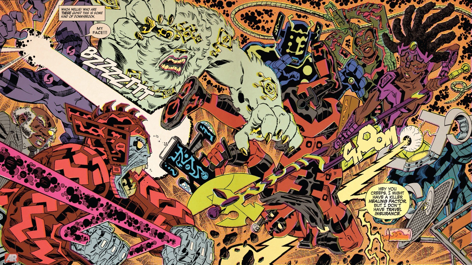 Deadpool and Celestials in Marvel Comics HD Wallpaper