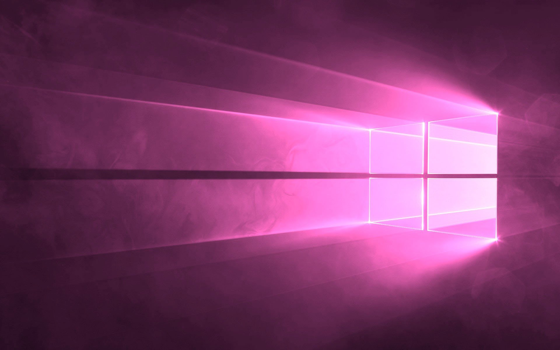 Windows 10 logo with pink light and smoke HD Wallpaper