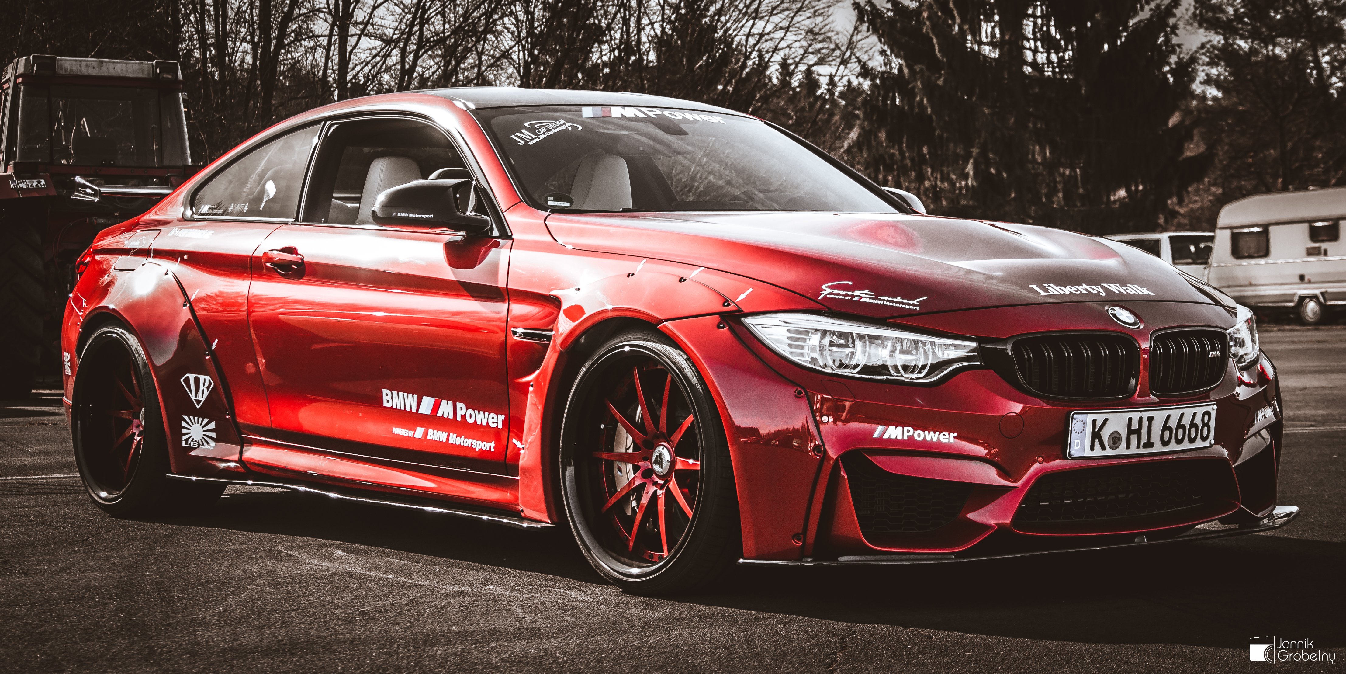 Red BMW M4 Coupe Liberty Walk HD Wallpaper