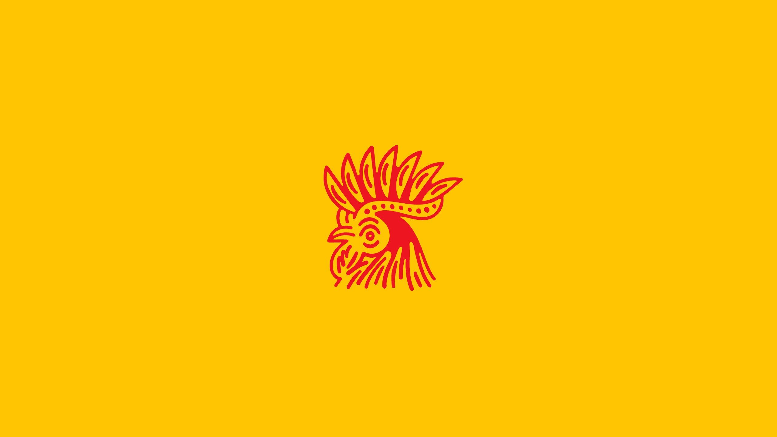Red rooster illustration on yellow background HD Wallpaper