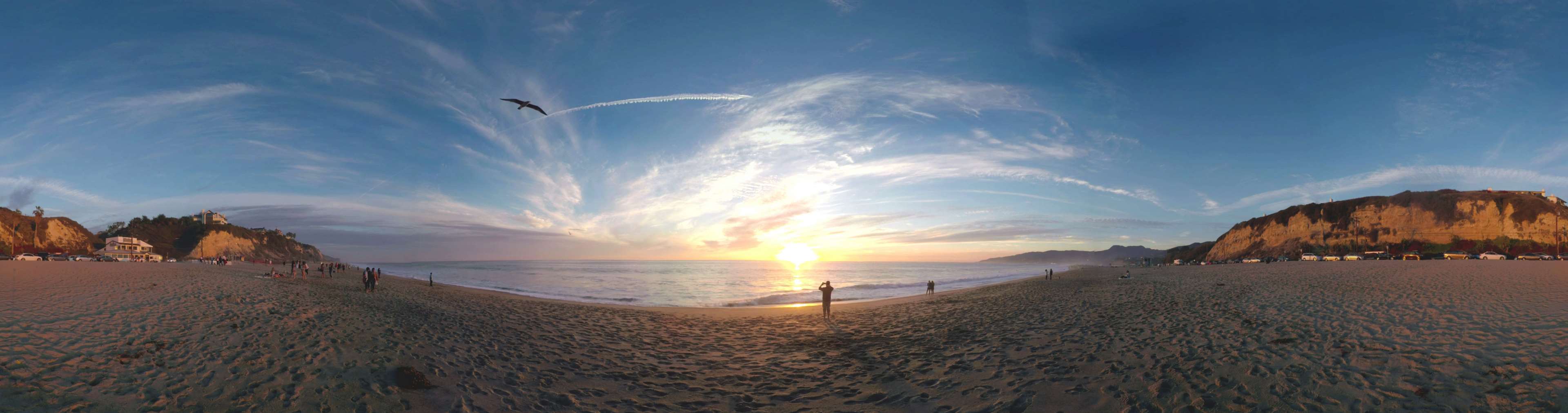 Malibu Beach Panorama at Sunset 4K HD Wallpaper