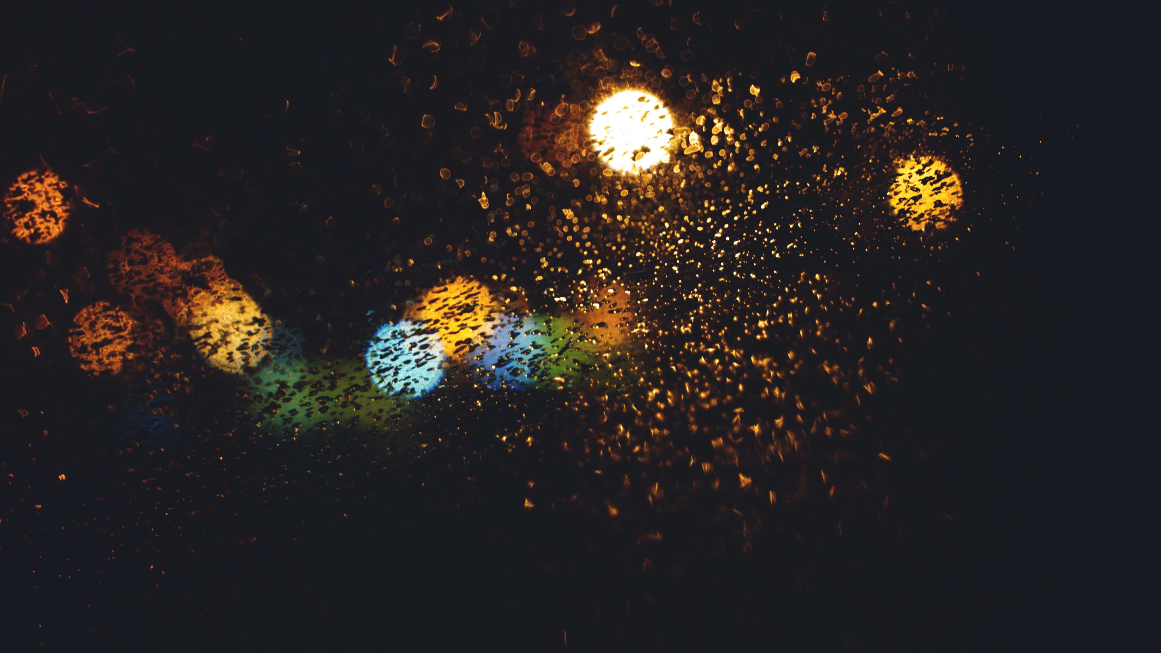 Blurred colorful lights on a dark background HD Wallpaper