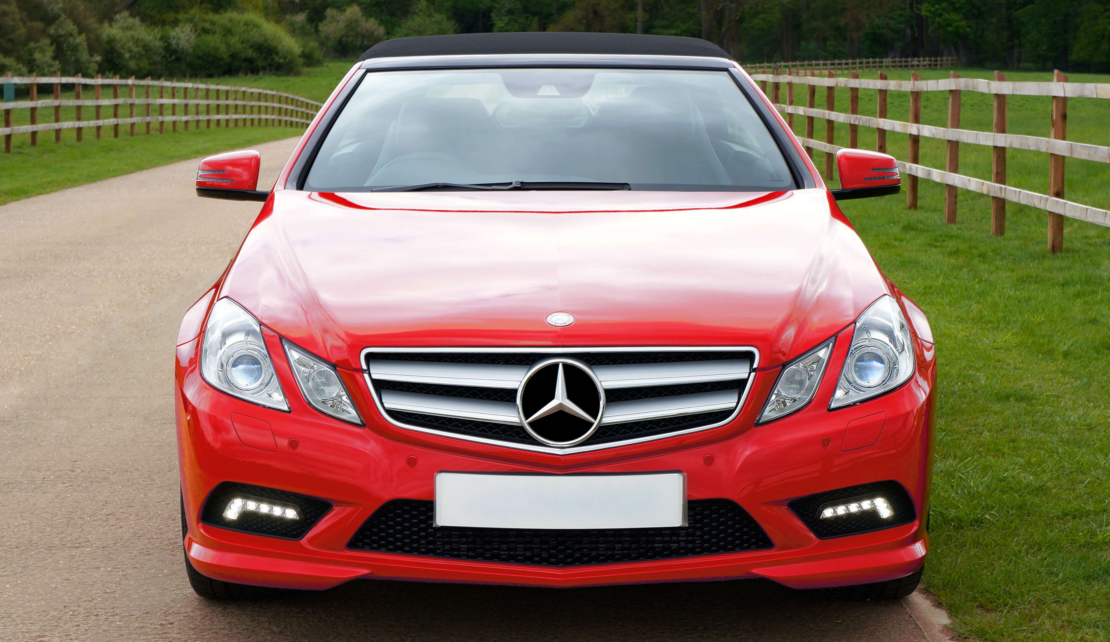 Red Mercedes-Benz Convertible Car Front View HD Wallpaper