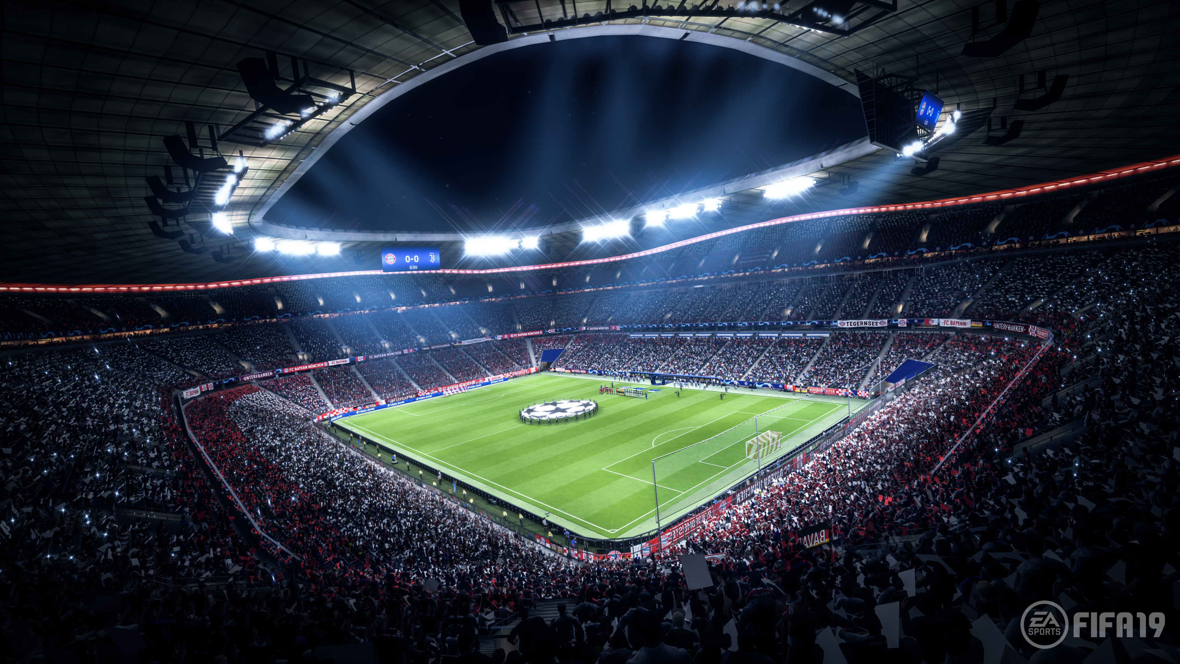 FIFA 19 stadium with crowd and scoreboard HD Wallpaper