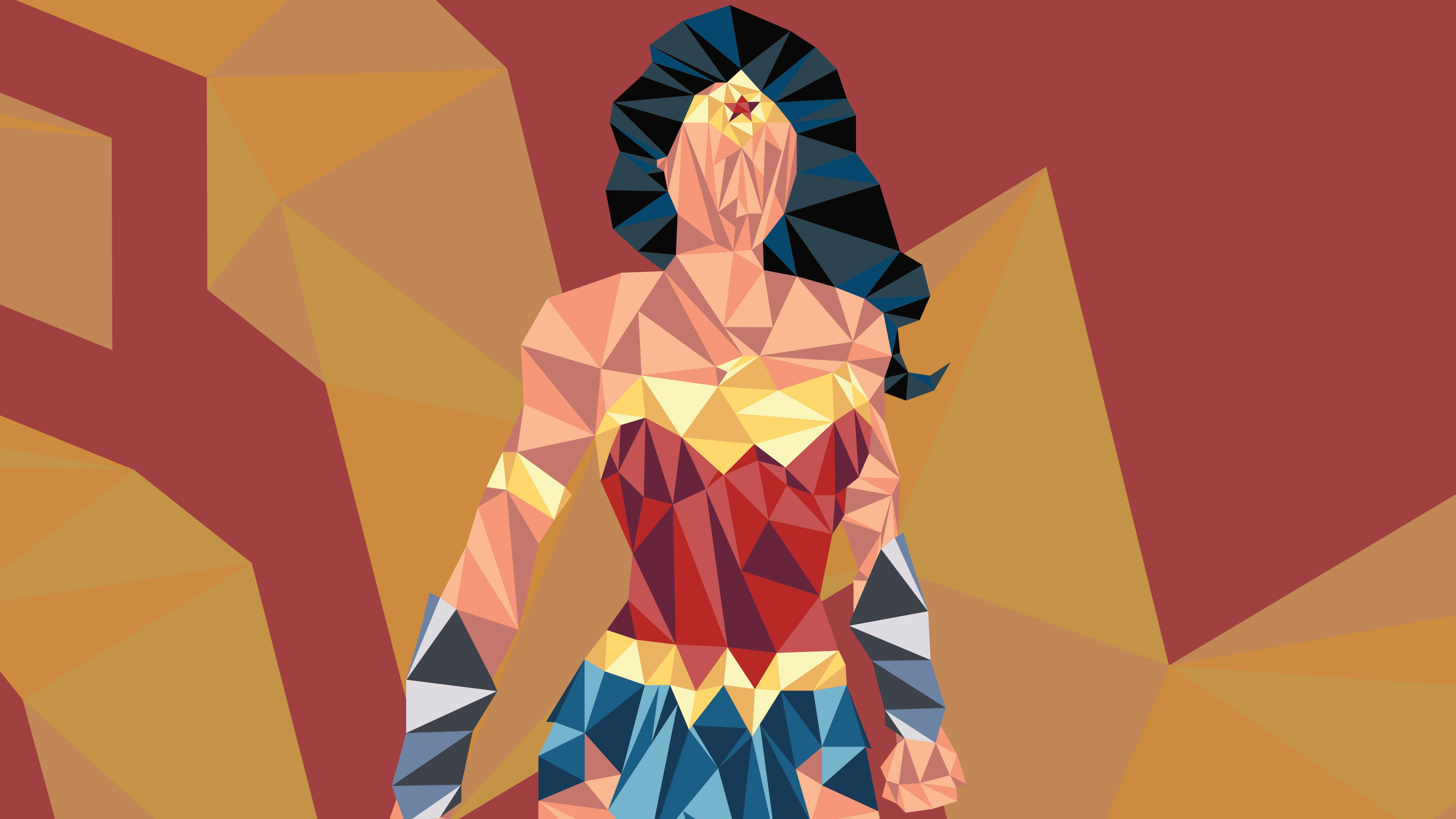 Wonder Woman low poly artwork HD Wallpaper