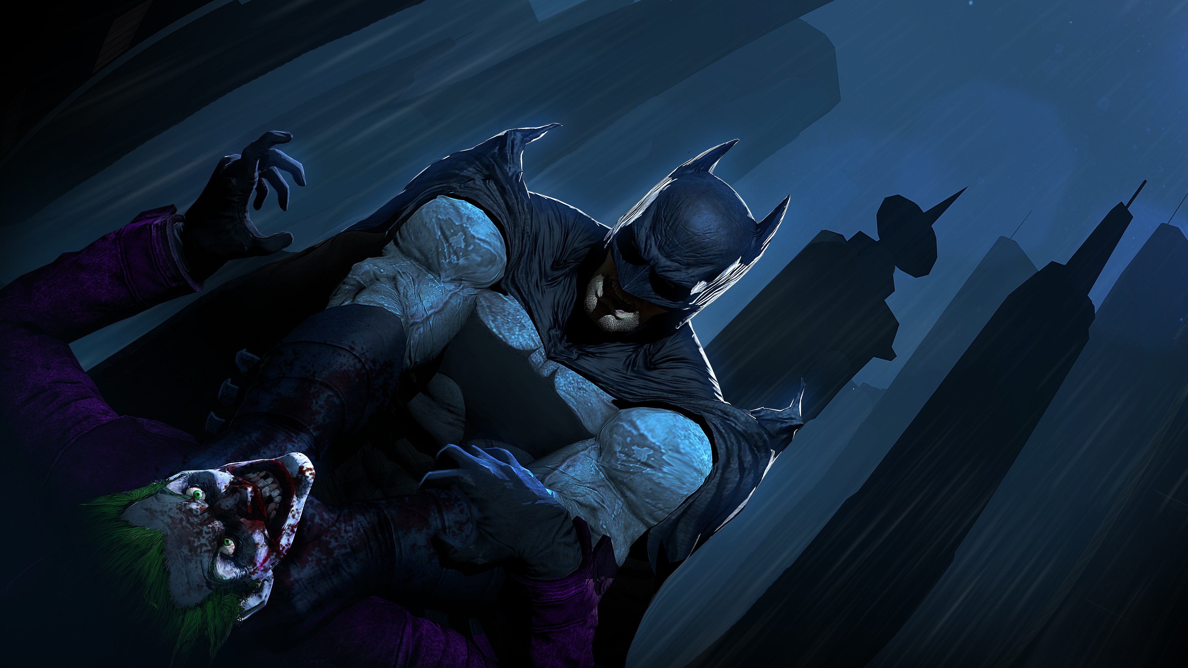 Batman from DC Comics fighting the Joker HD Wallpaper