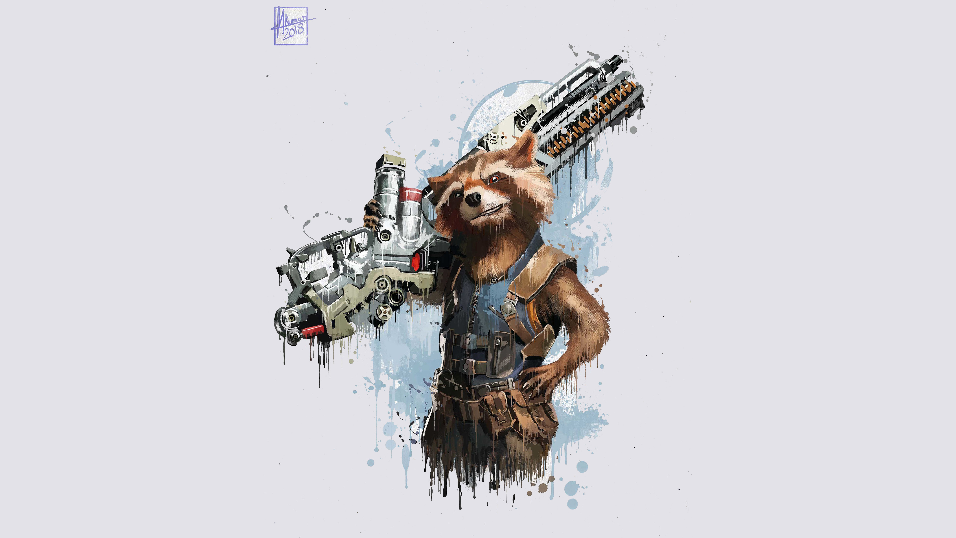 Rocket Raccoon from Marvel artwork HD Wallpaper