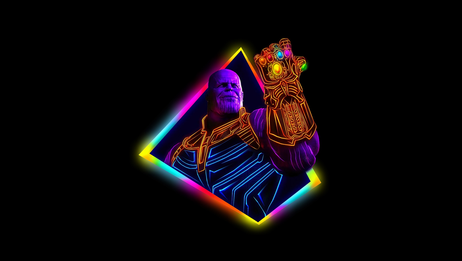 Thanos with Infinity Gauntlet in Neon Style HD Wallpaper