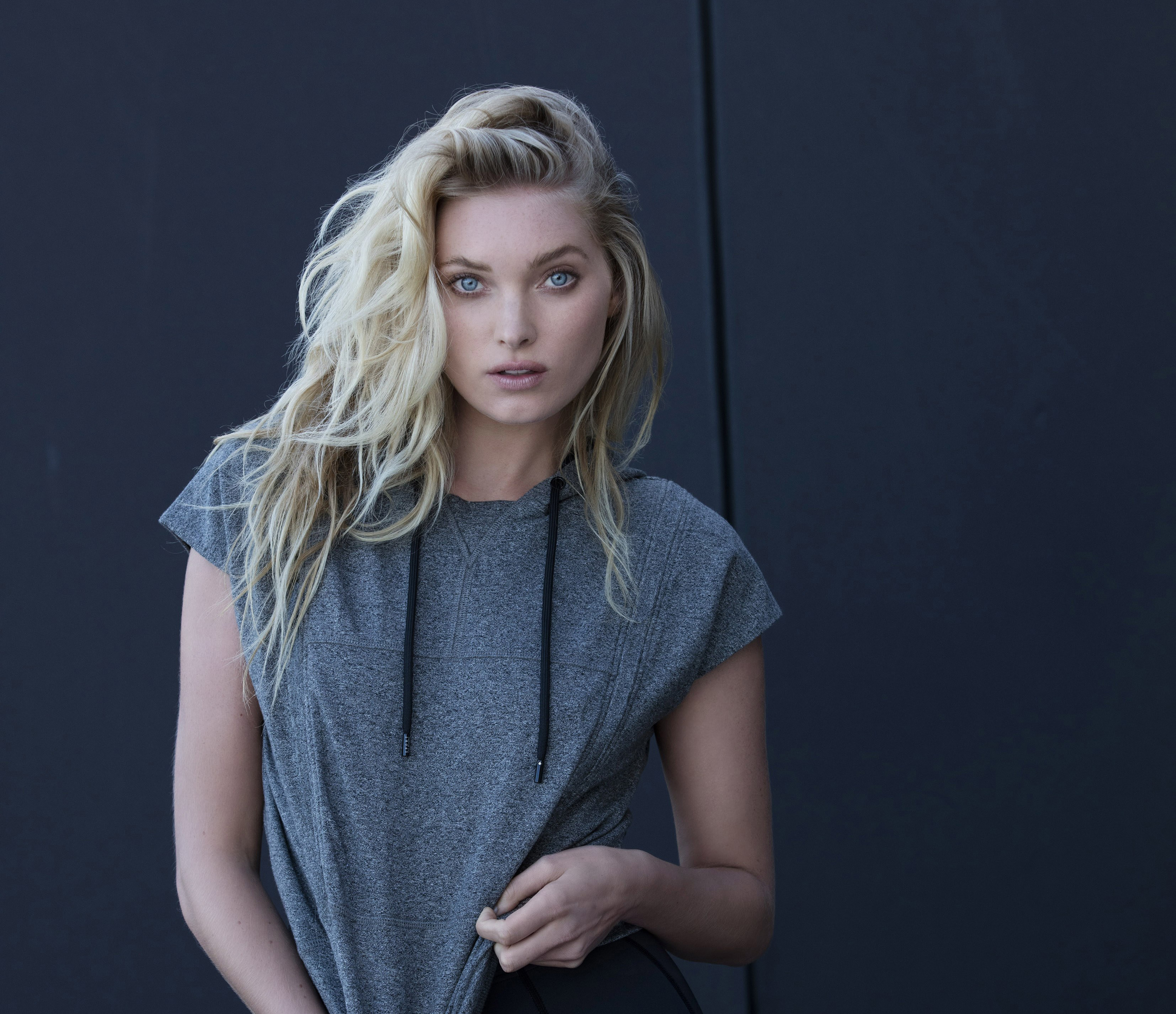 Elsa Hosk in Casual Grey Top 4K HD Wallpaper