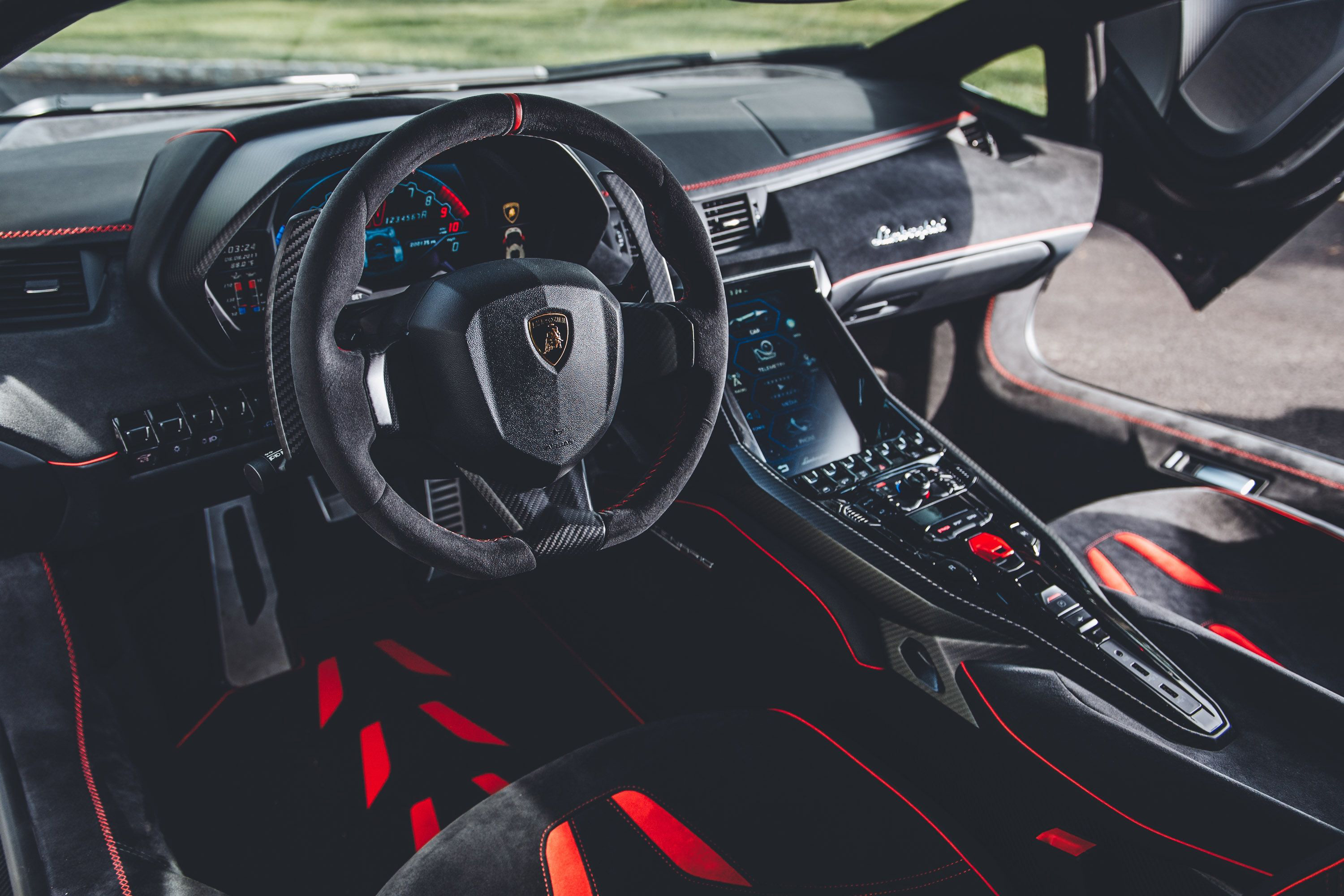 Lamborghini Centenario interior dashboard and steering wheel HD Wallpaper