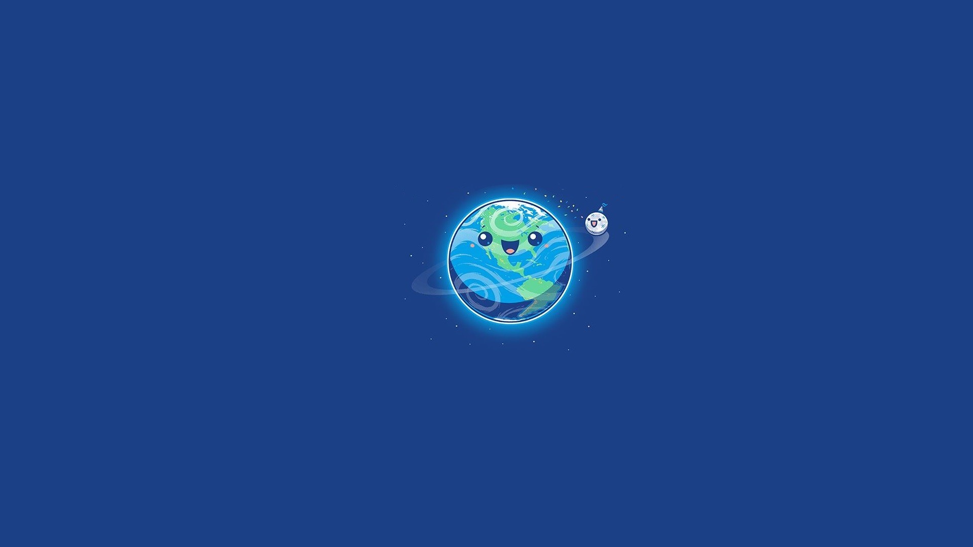 Cute Earth and Moon in Space HD Wallpaper