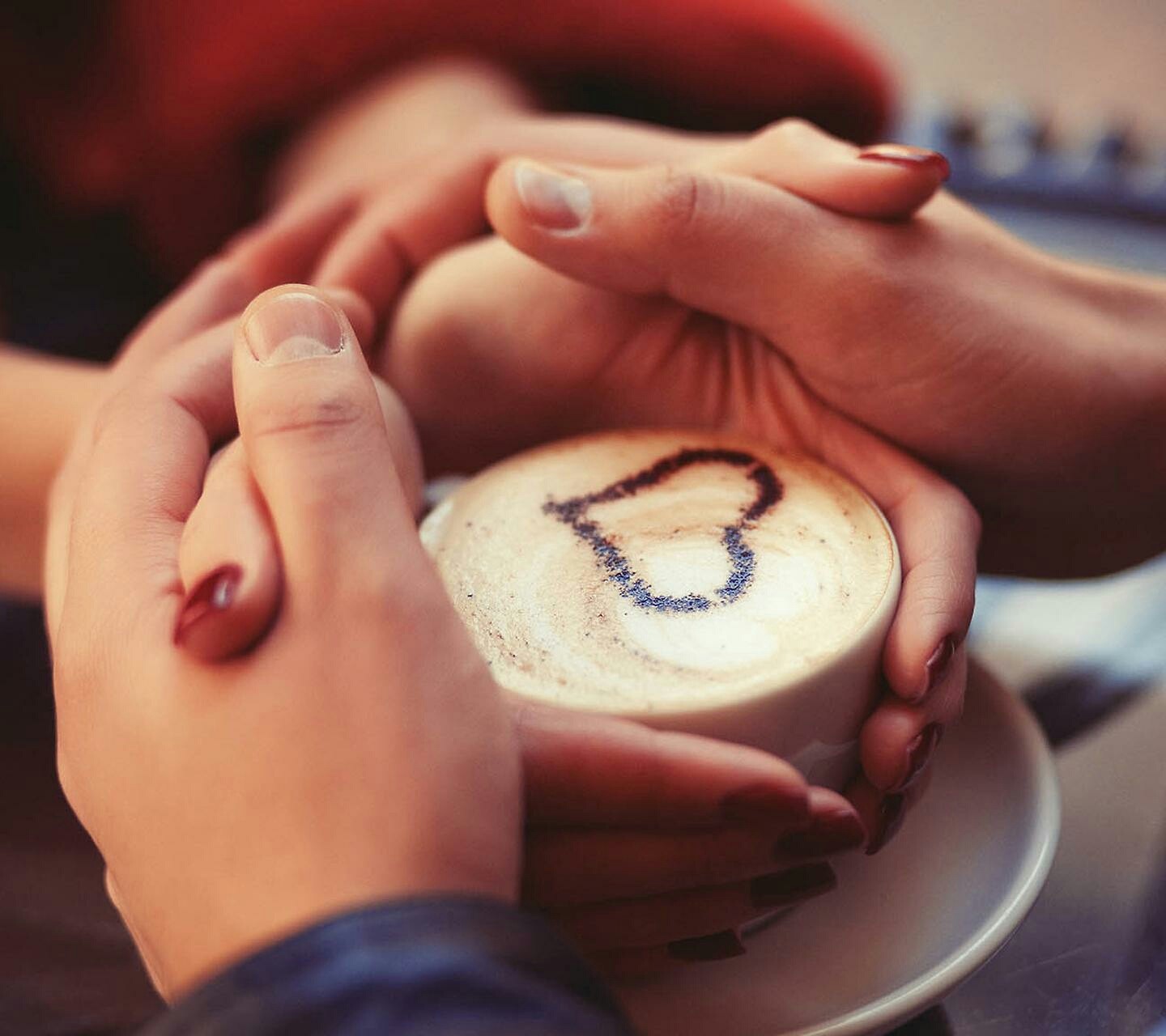 Hands Holding Coffee with Heart Shape Foam Art HD Wallpaper