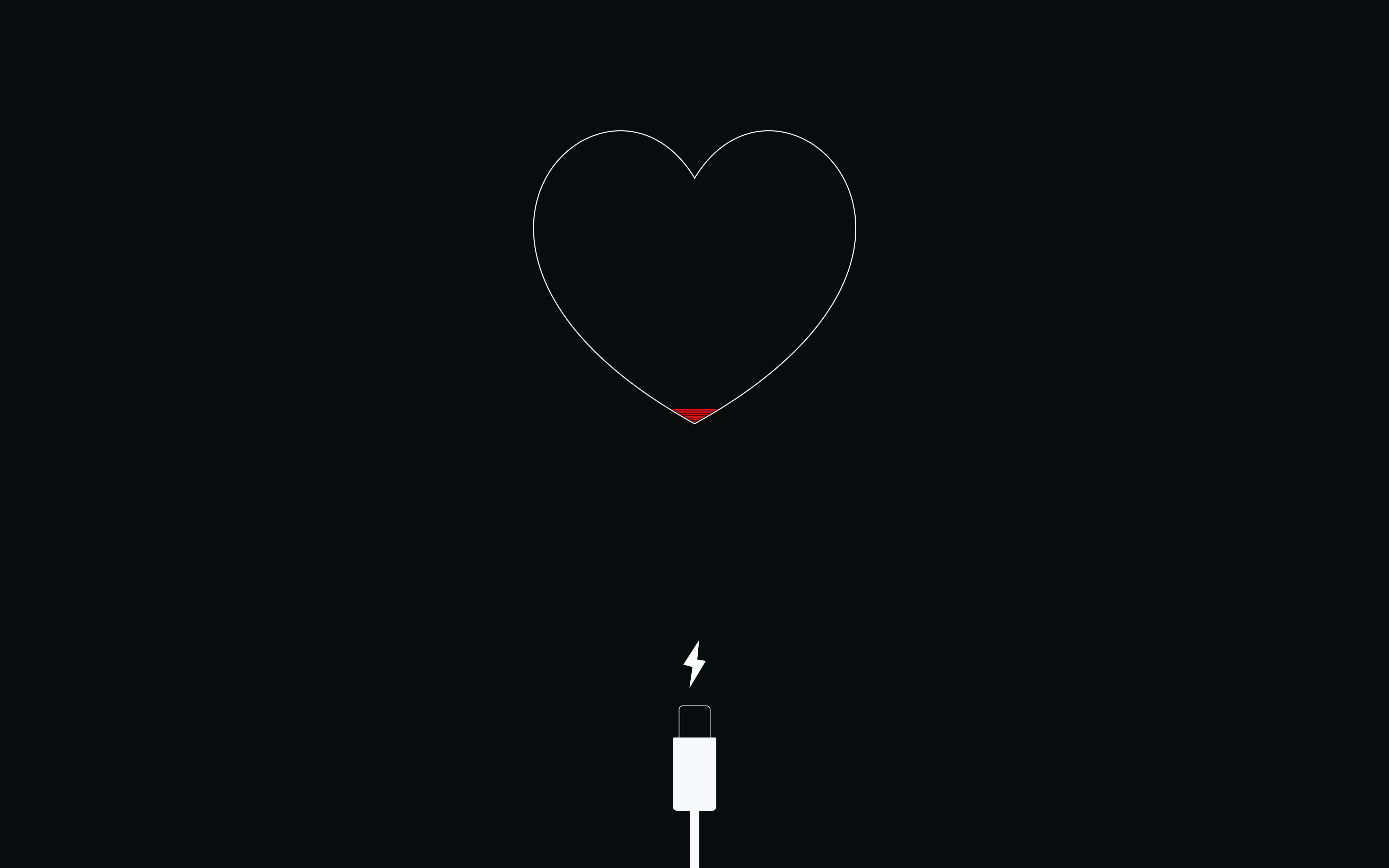 Minimalist heart with low battery and charger HD Wallpaper
