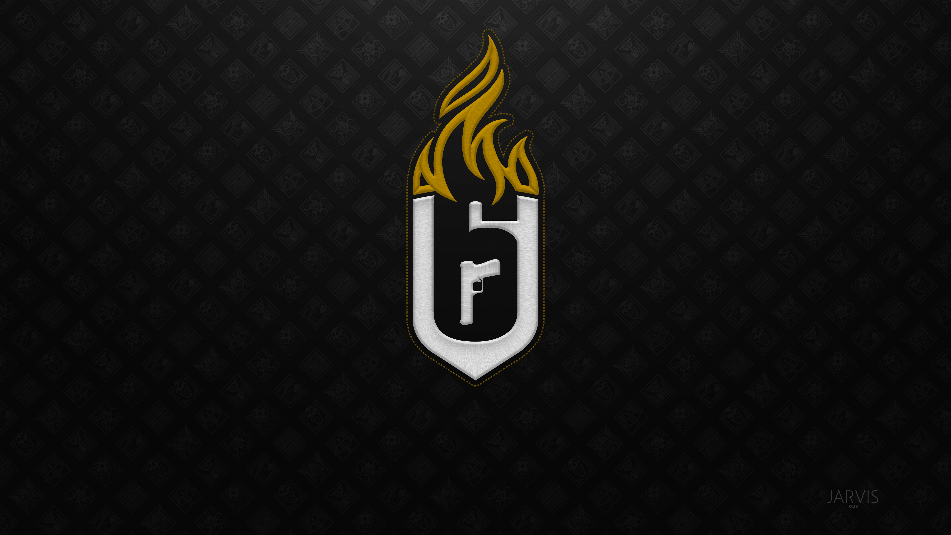 Tom Clancy's Rainbow Six Siege logo with flames HD Wallpaper