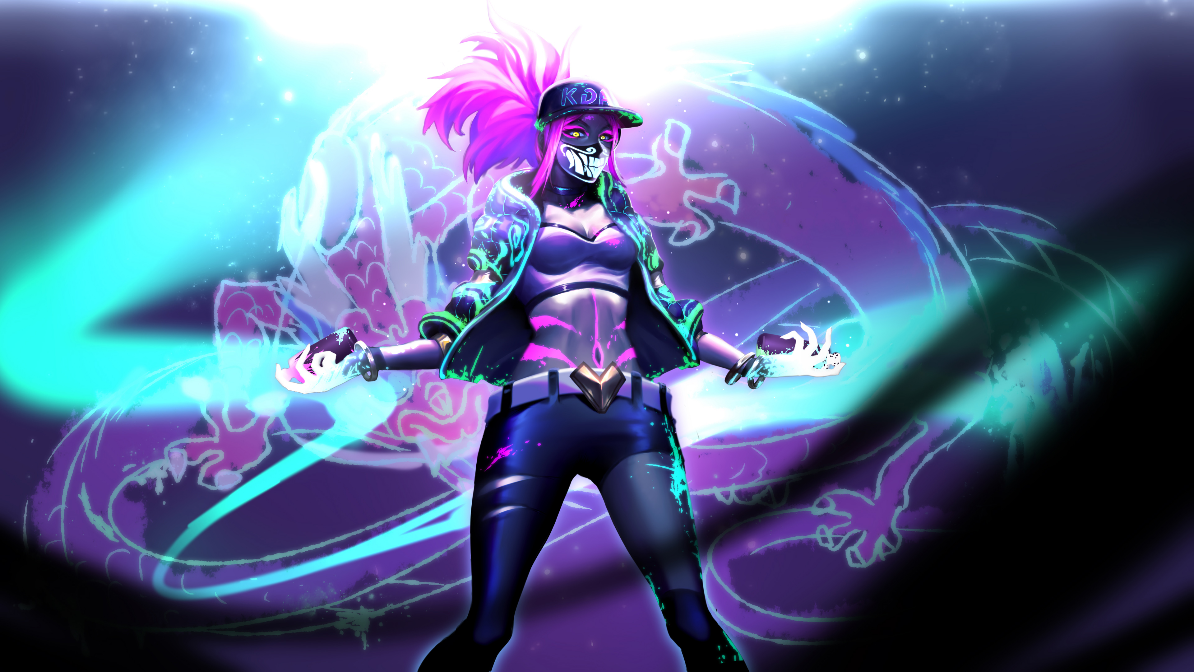 Akali from League of Legends with dragon background HD Wallpaper