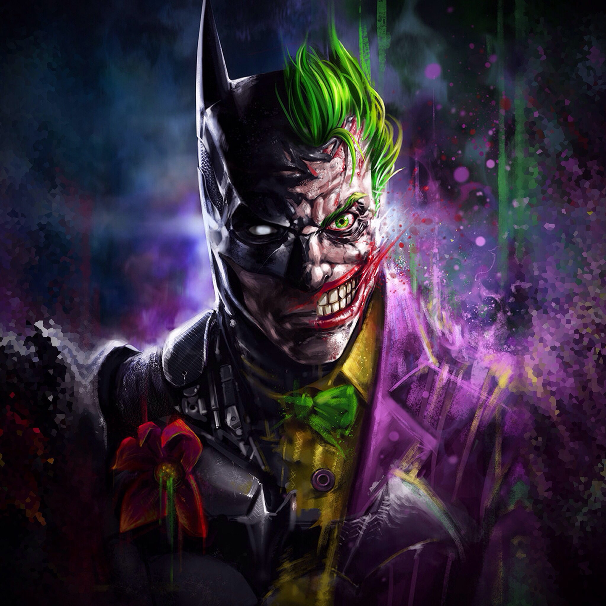 Batman and Joker hybrid character portrait HD Wallpaper