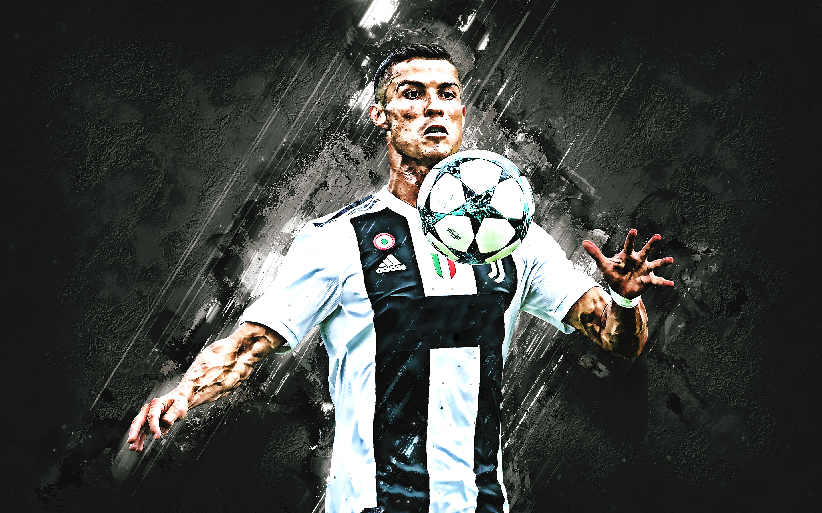 Cristiano Ronaldo of Juventus F.C. with a soccer ball HD Wallpaper