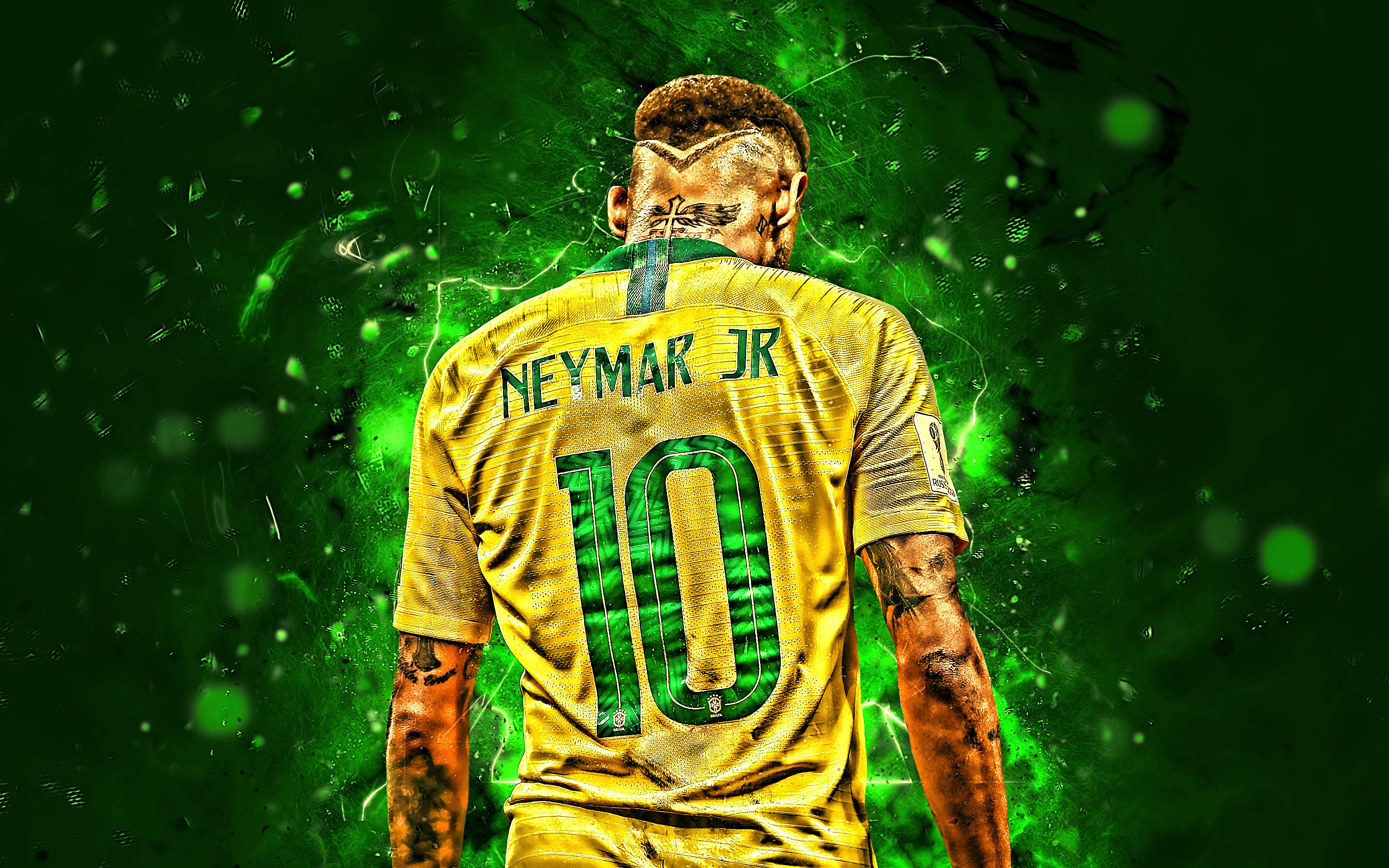 Neymar Jr in Brazilian Soccer Jersey HD Wallpaper