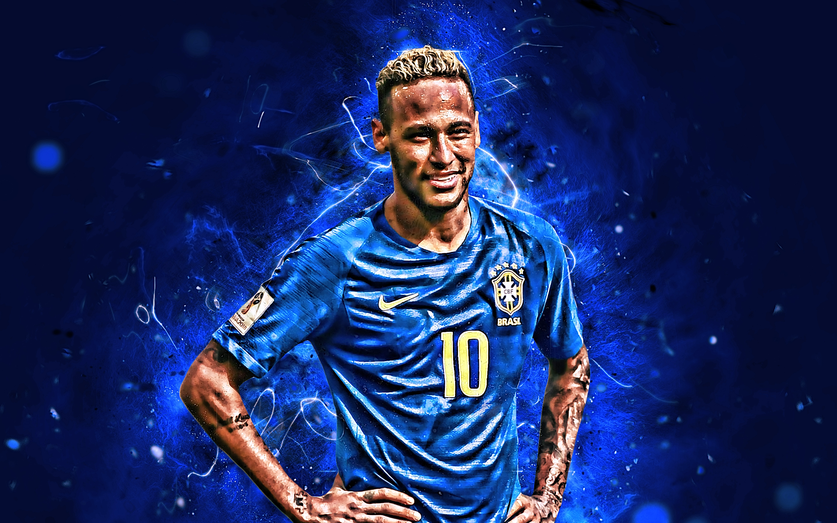 Neymar in Brazil National Soccer Jersey HD Wallpaper