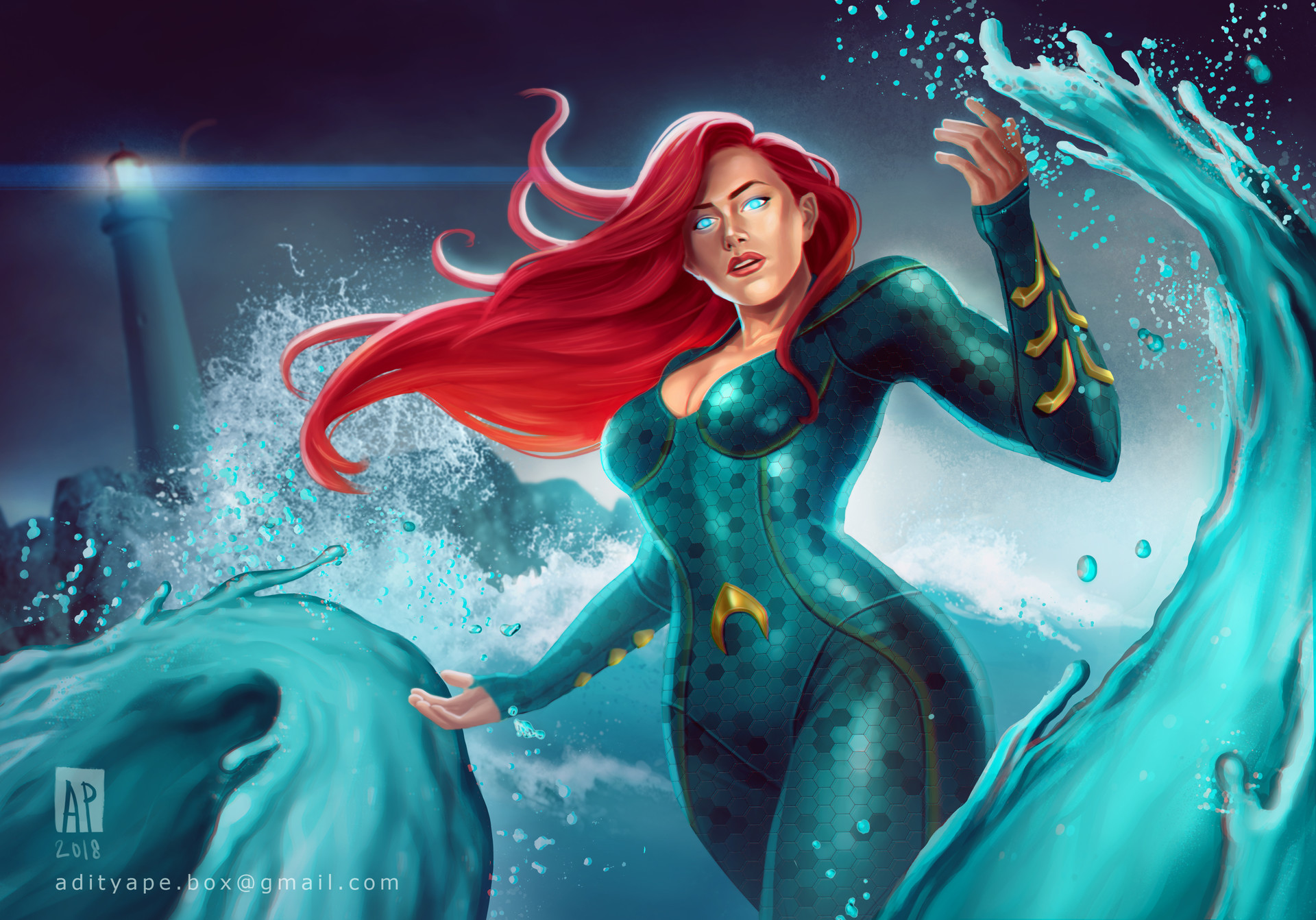 Mera from DC Comics in the ocean HD Wallpaper
