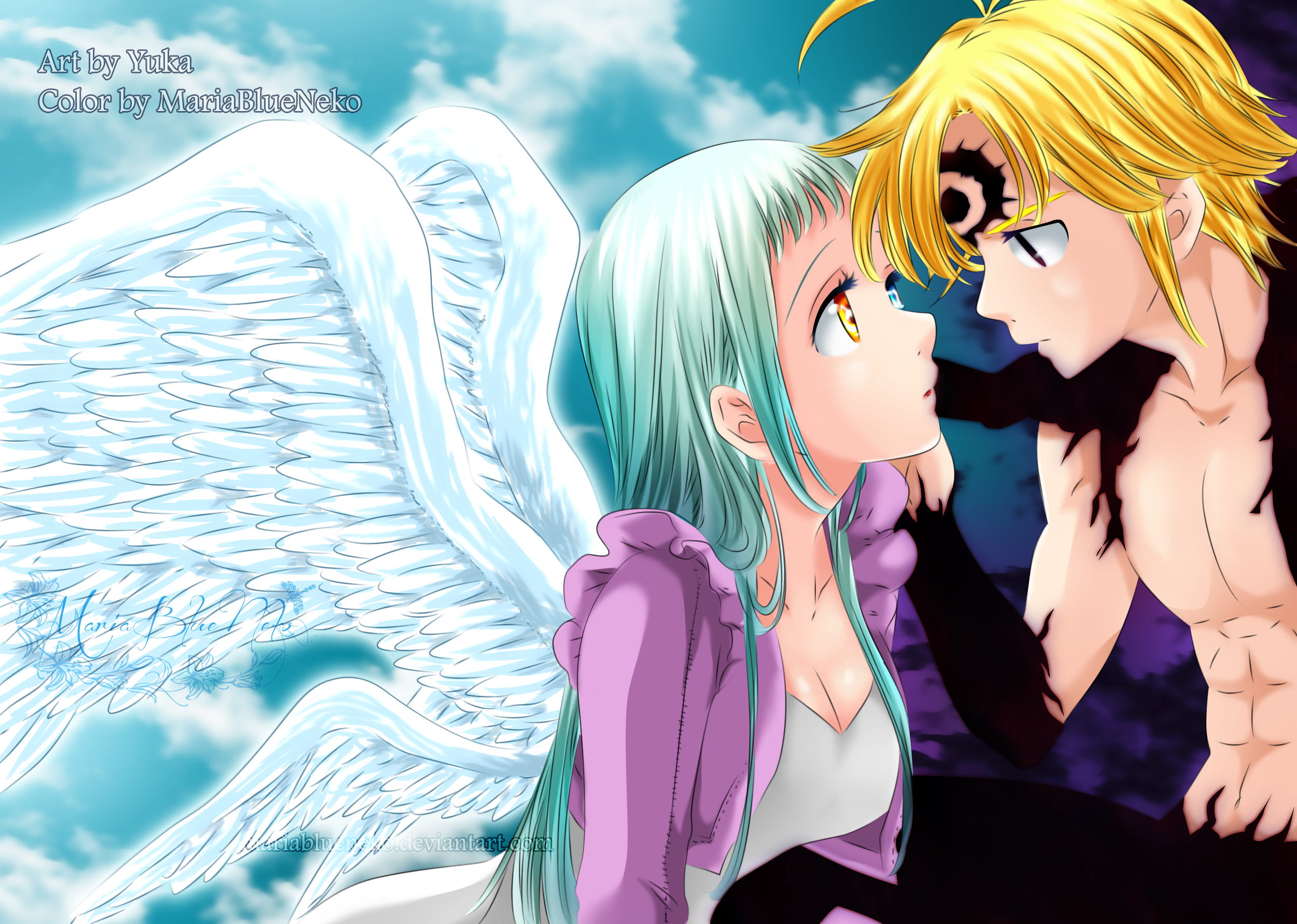 Meliodas and Elizabeth Liones Intense Gaze HD Wallpaper