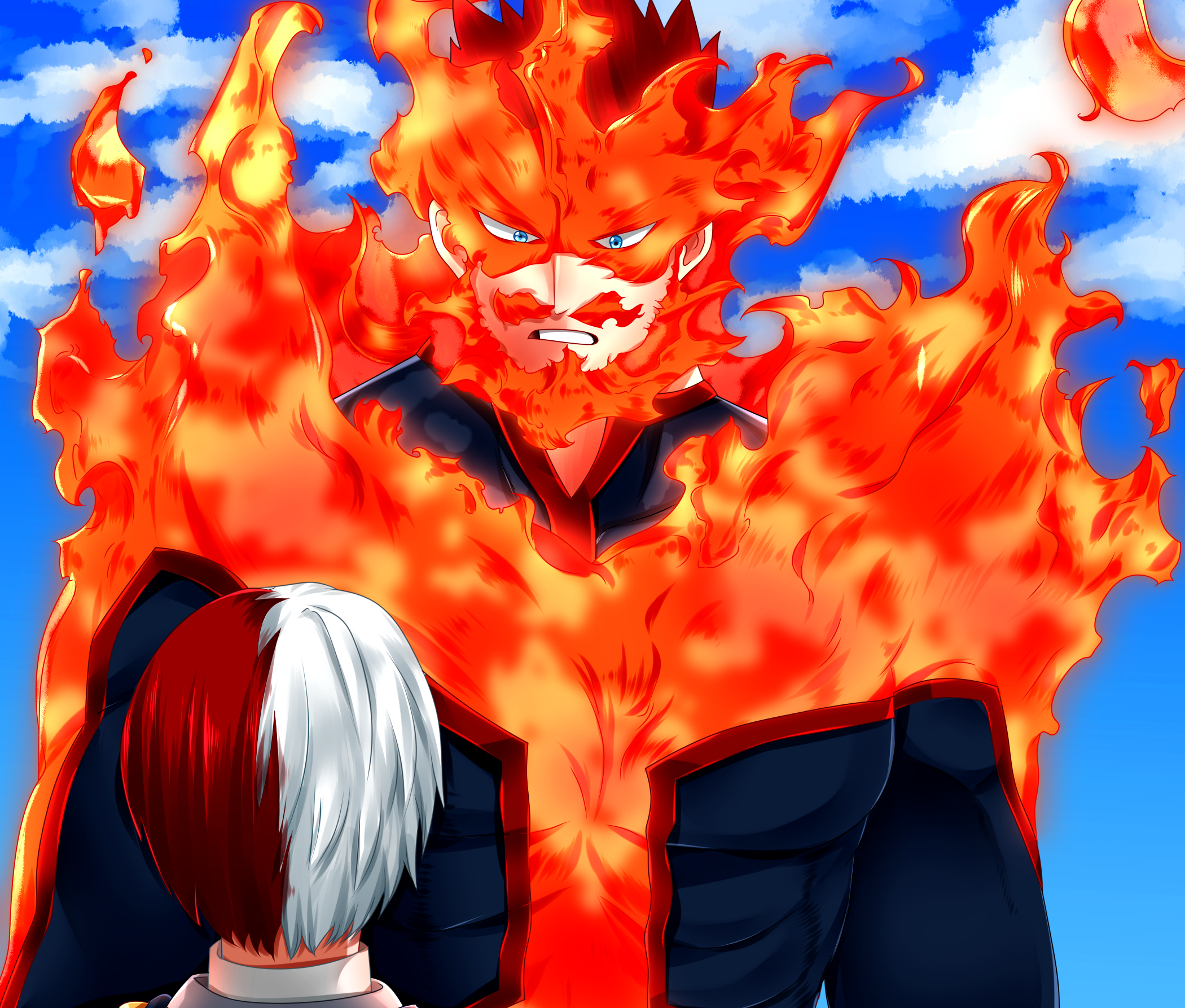 Shoto Todoroki and Endeavor from My Hero Academia HD Wallpaper