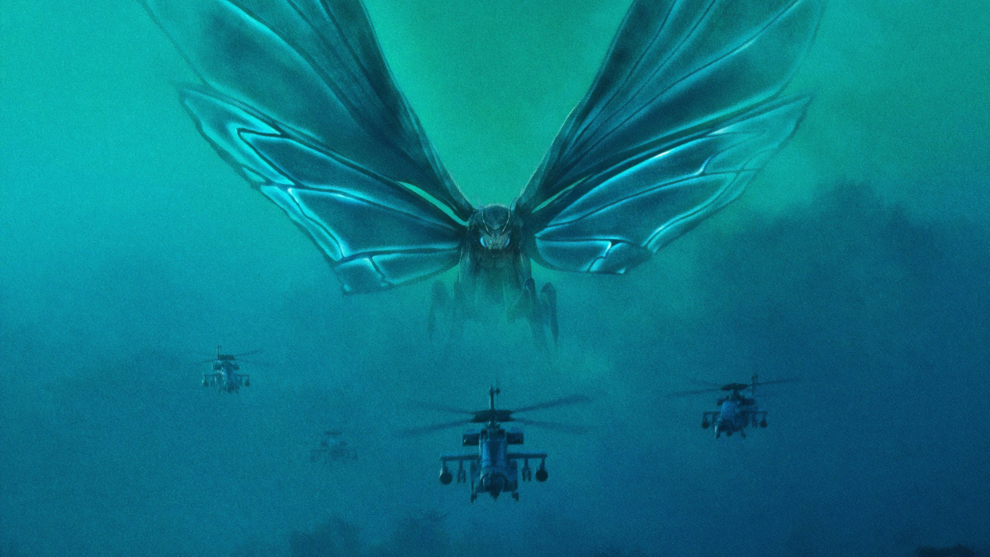 Mothra and helicopters from Godzilla: King of the Monsters HD Wallpaper