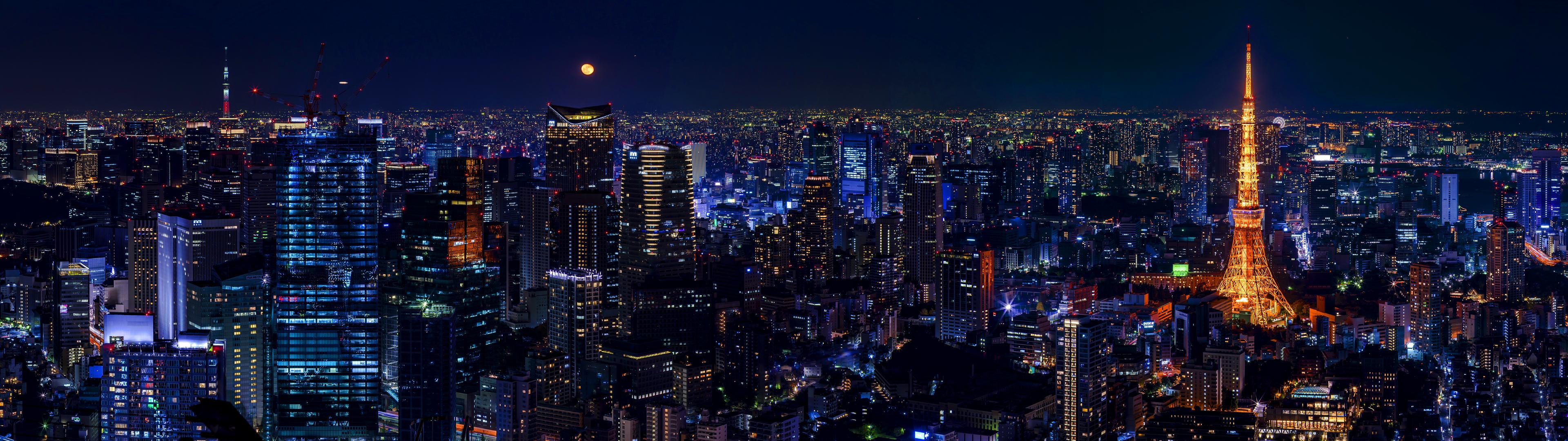 Tokyo cityscape at night with Tokyo Tower HD Wallpaper