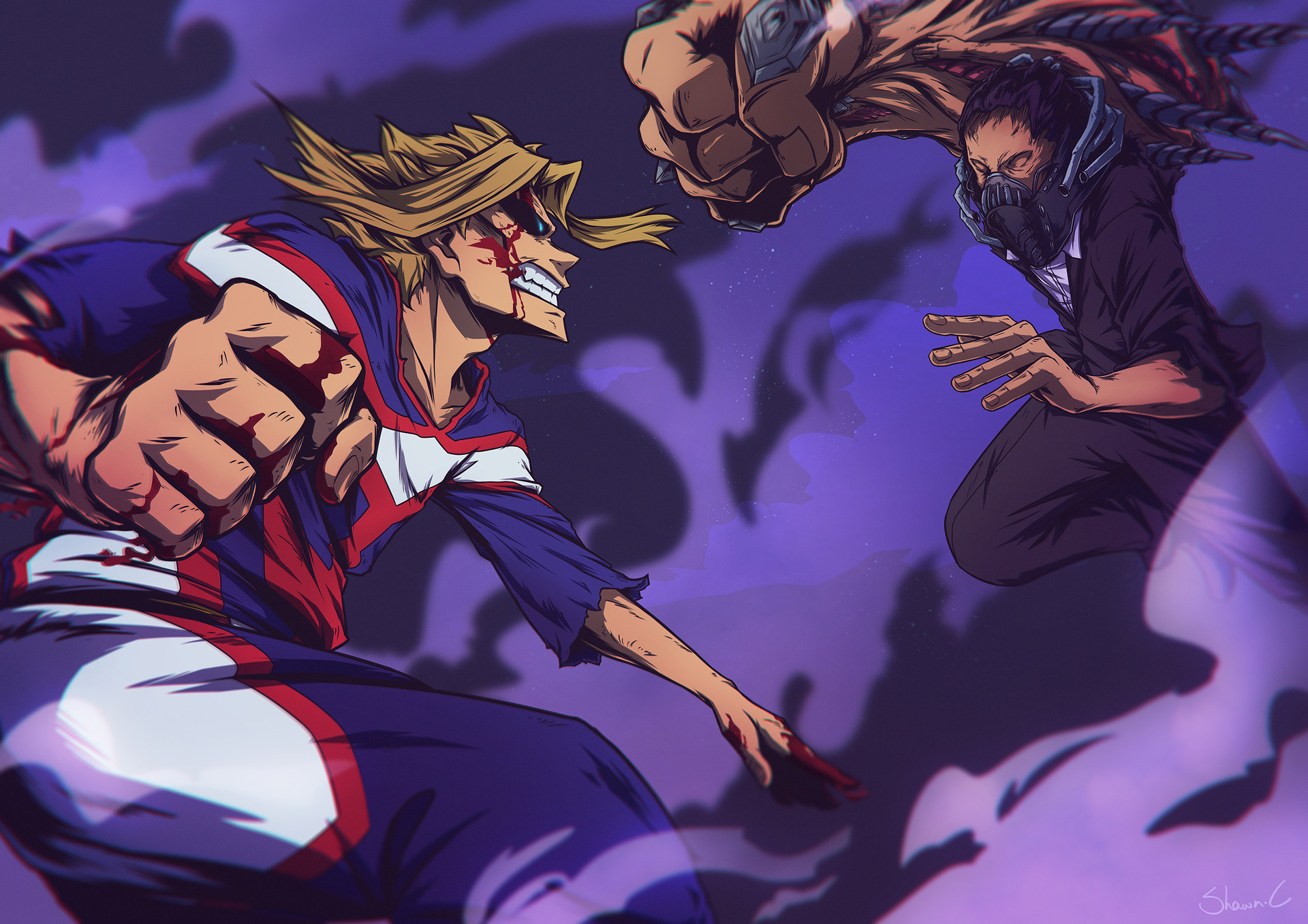 All Might and All For One fighting from My Hero Academia HD Wallpaper