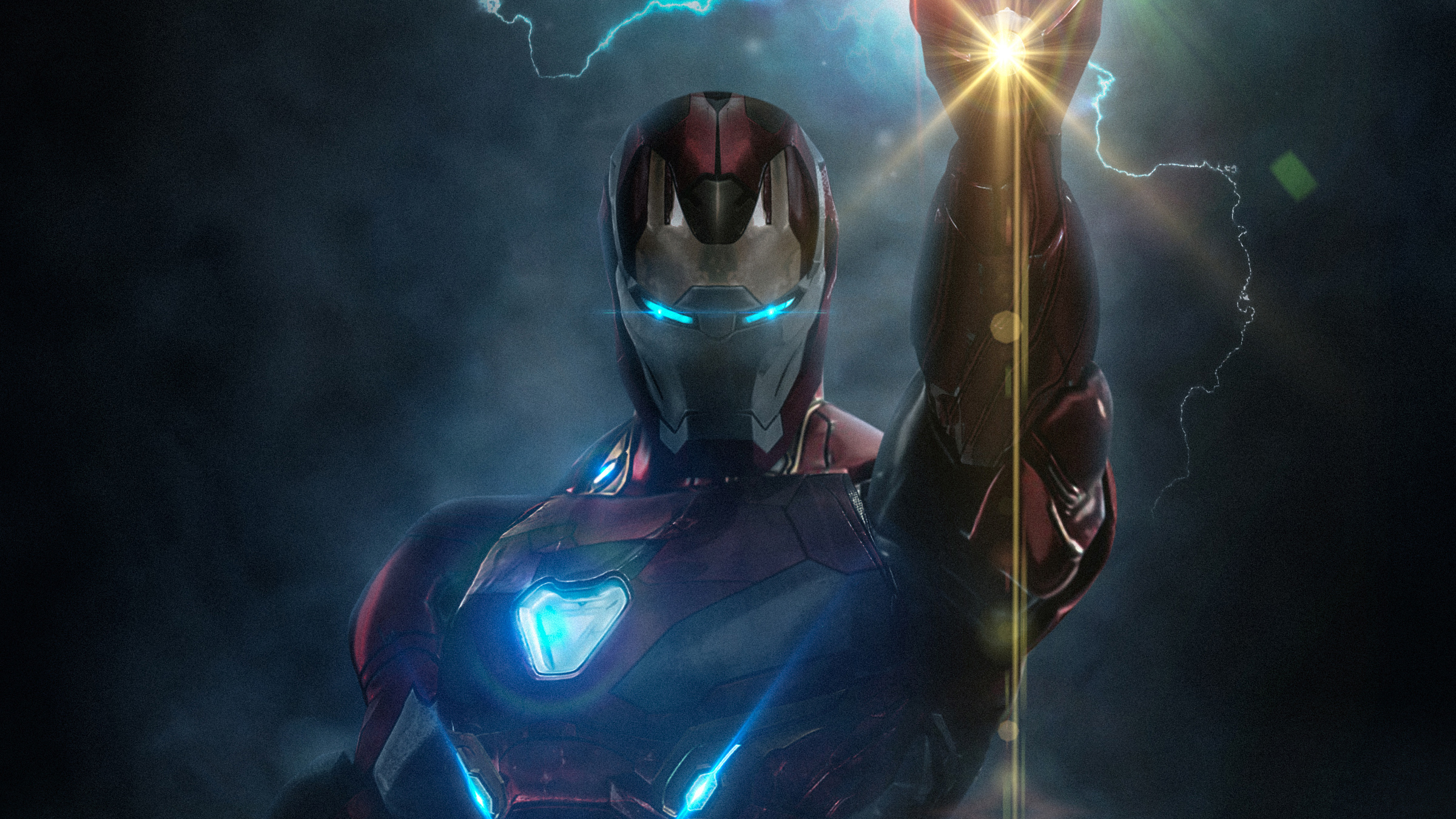 Iron Man with lightning HD Wallpaper