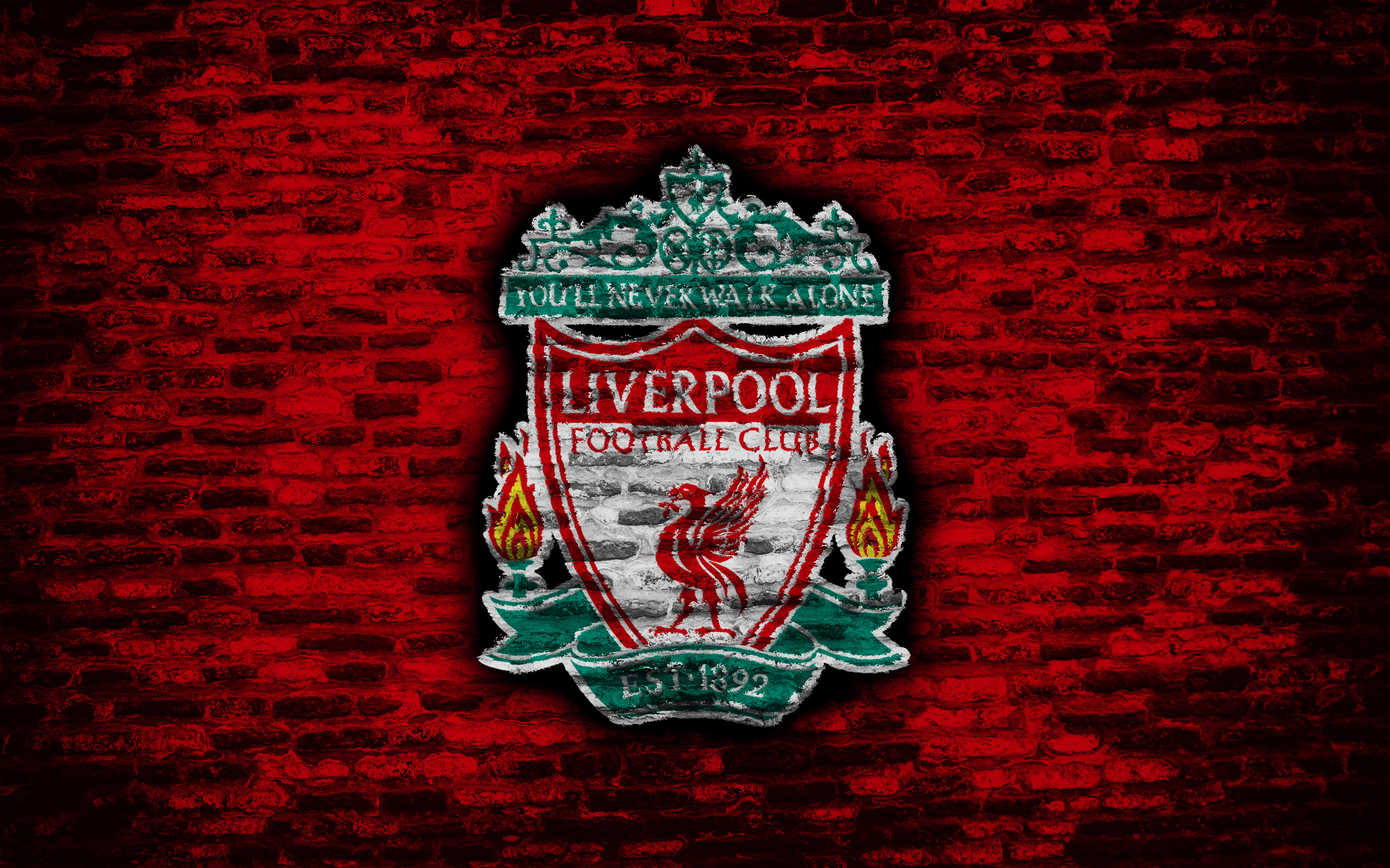 Liverpool F.C. logo on brick background HD Wallpaper