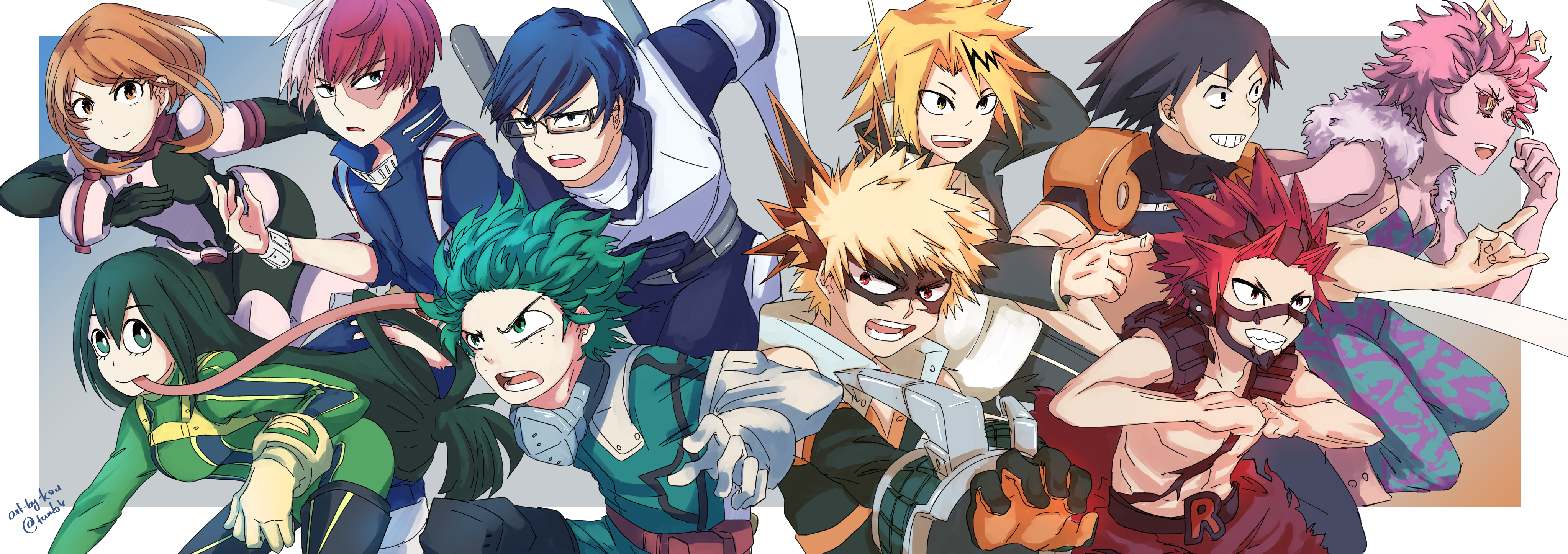 My Hero Academia Group Action Pose HD Wallpaper