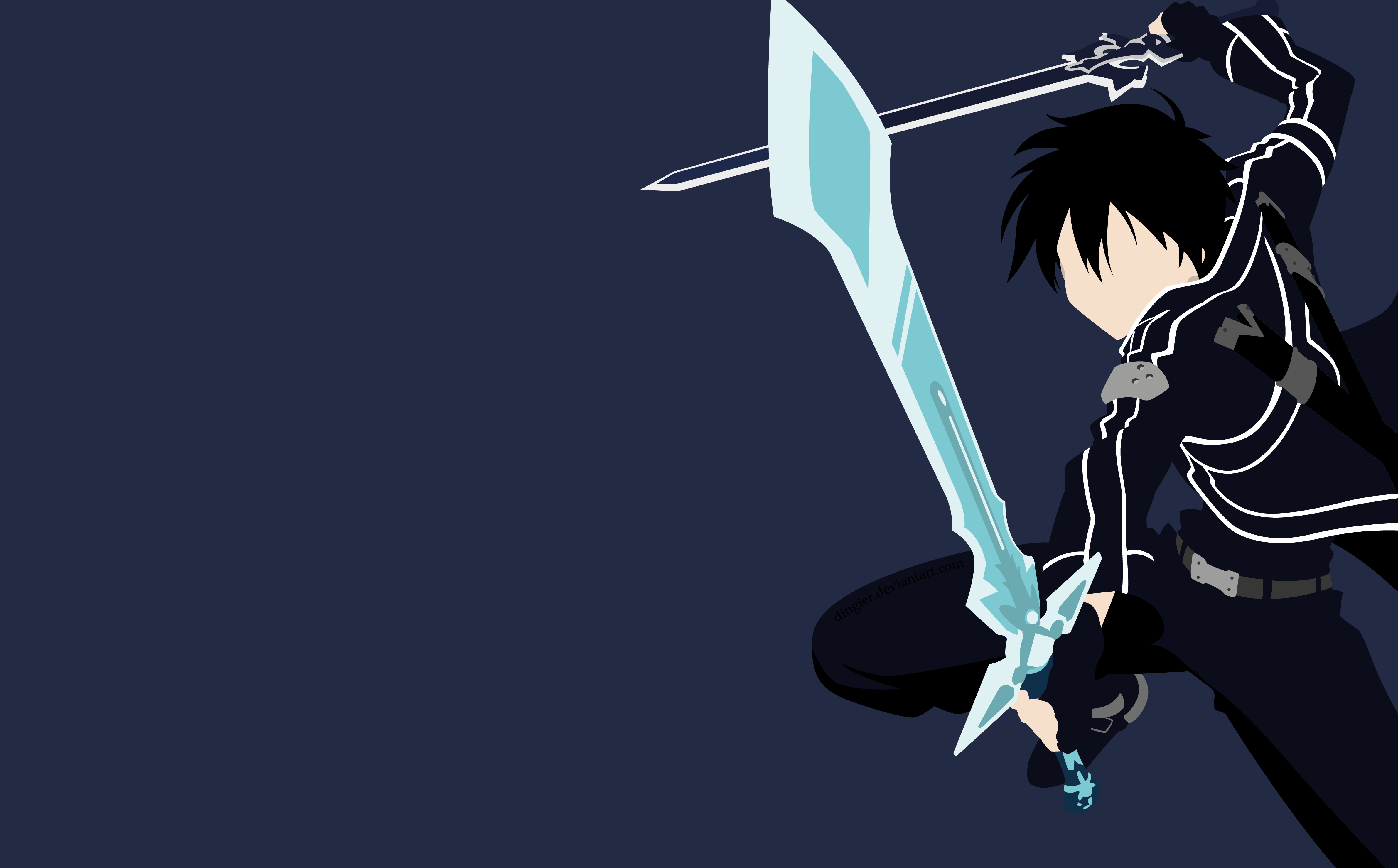 Kirito from Sword Art Online with swords HD Wallpaper