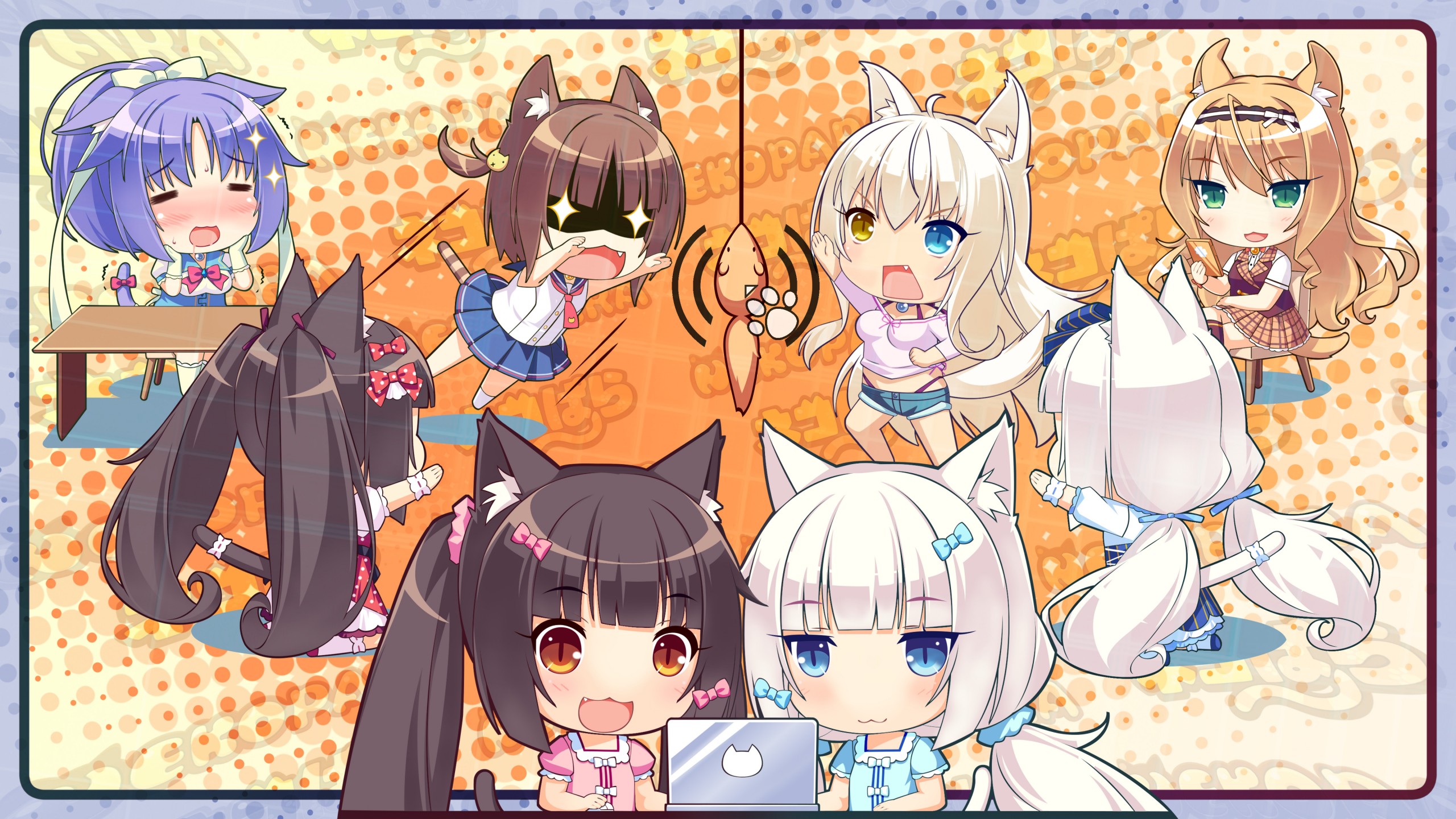 Nekopara characters Chocola, Vanilla, Coconut, Cinnamon, Maple HD Wallpaper