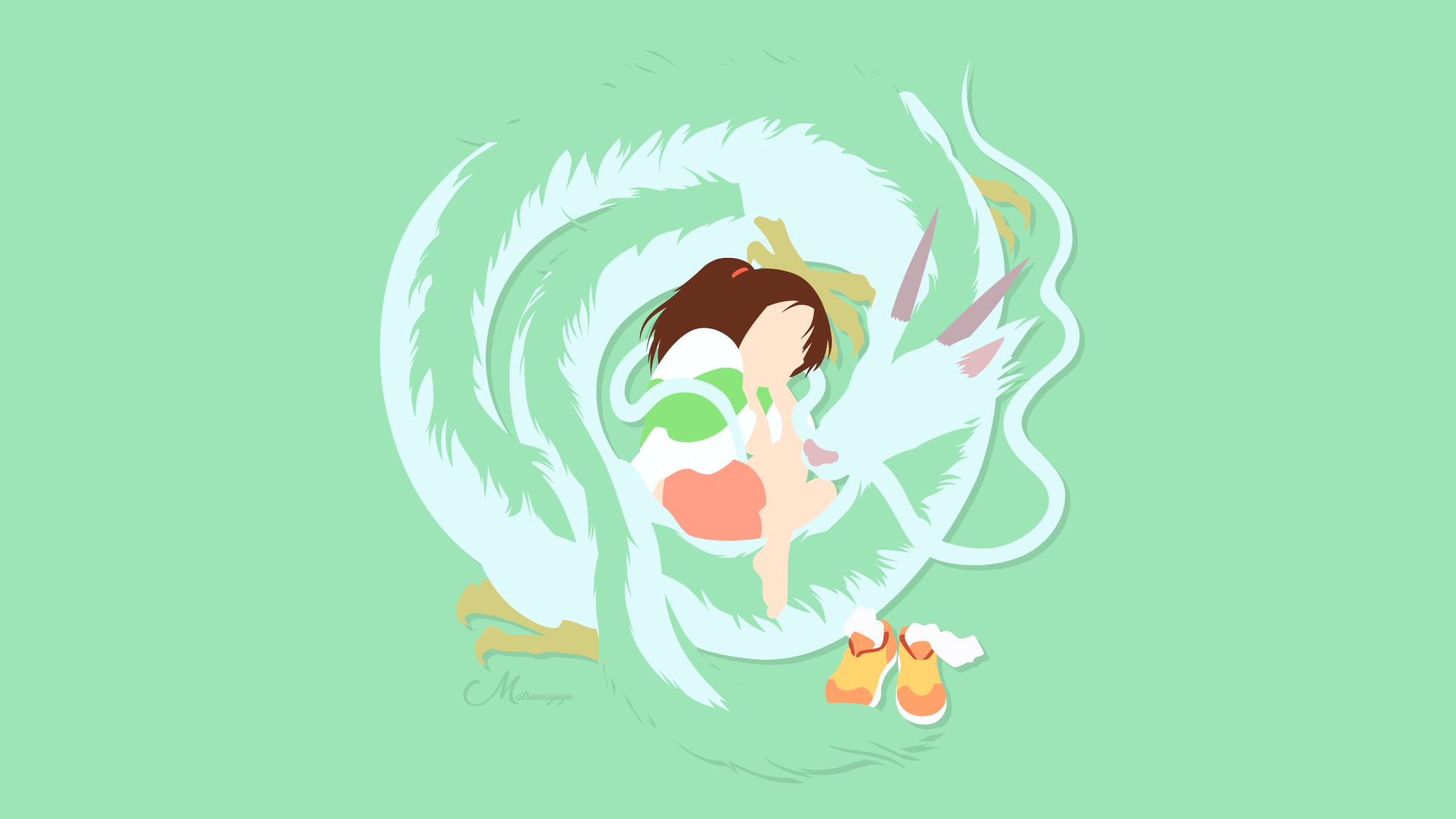 Chihiro and Haku from Spirited Away HD Wallpaper