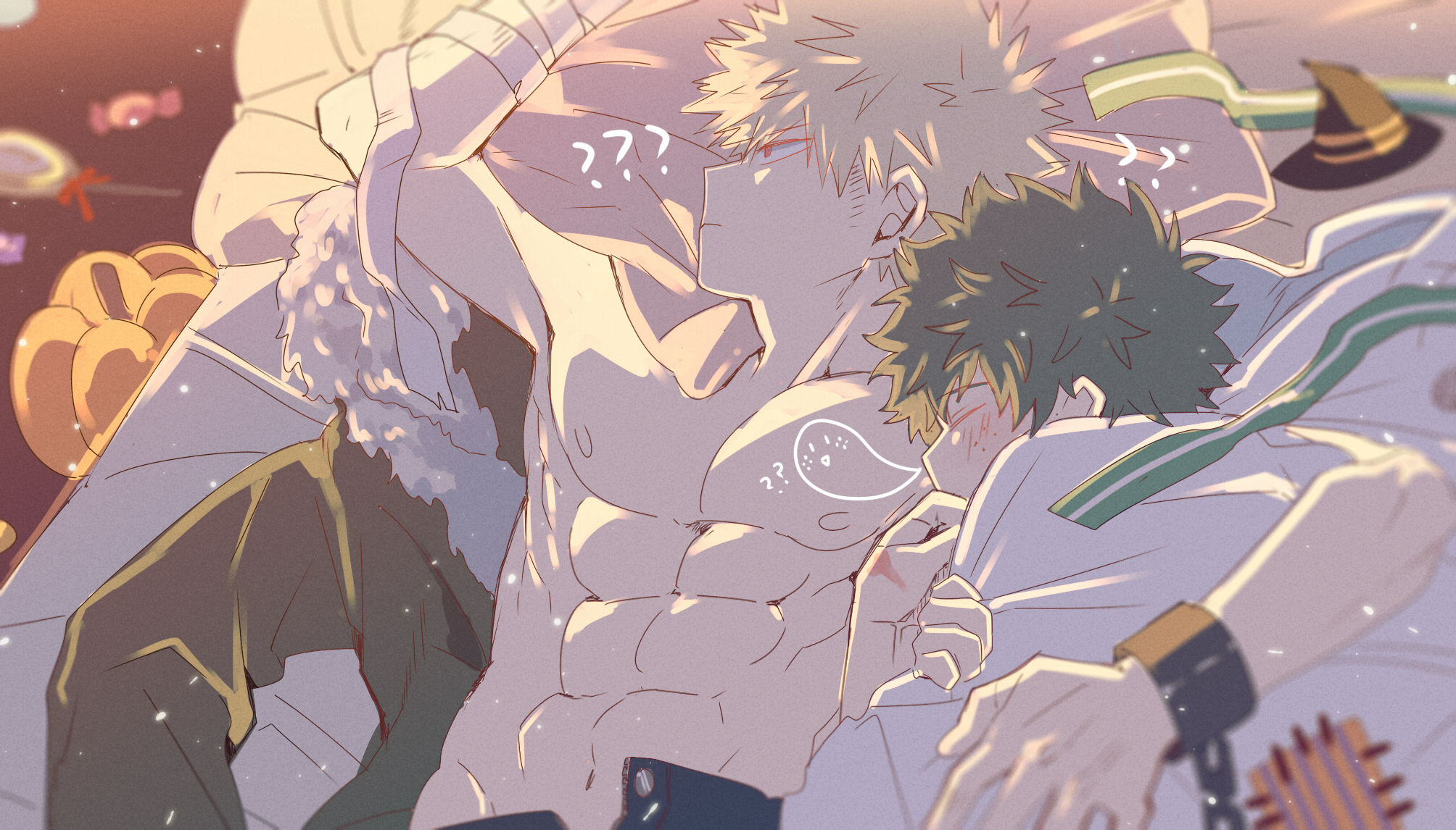 Katsuki Bakugou and Izuku Midoriya Resting Together HD Wallpaper