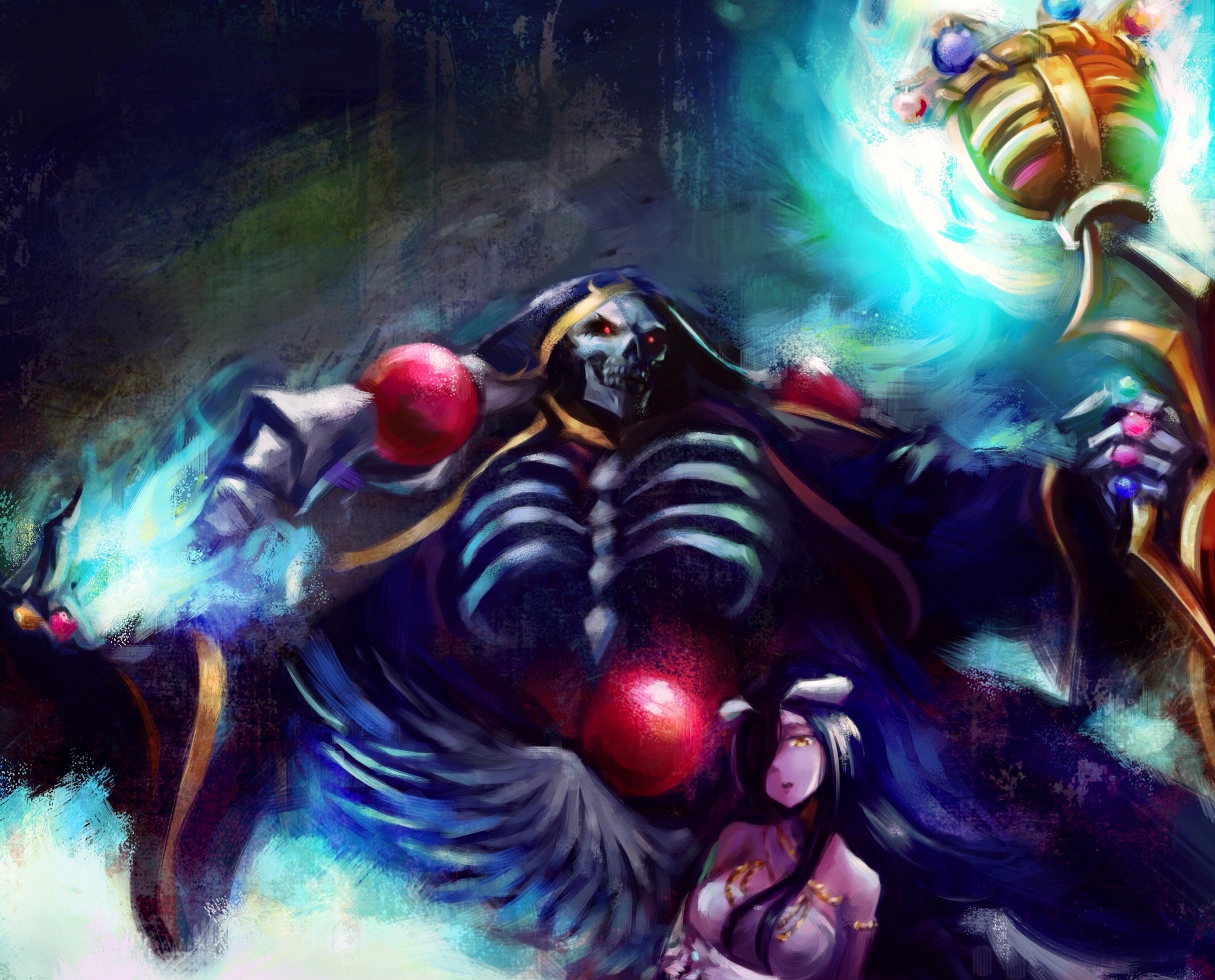 Ainz Ooal Gown and Albedo from Overlord HD Wallpaper