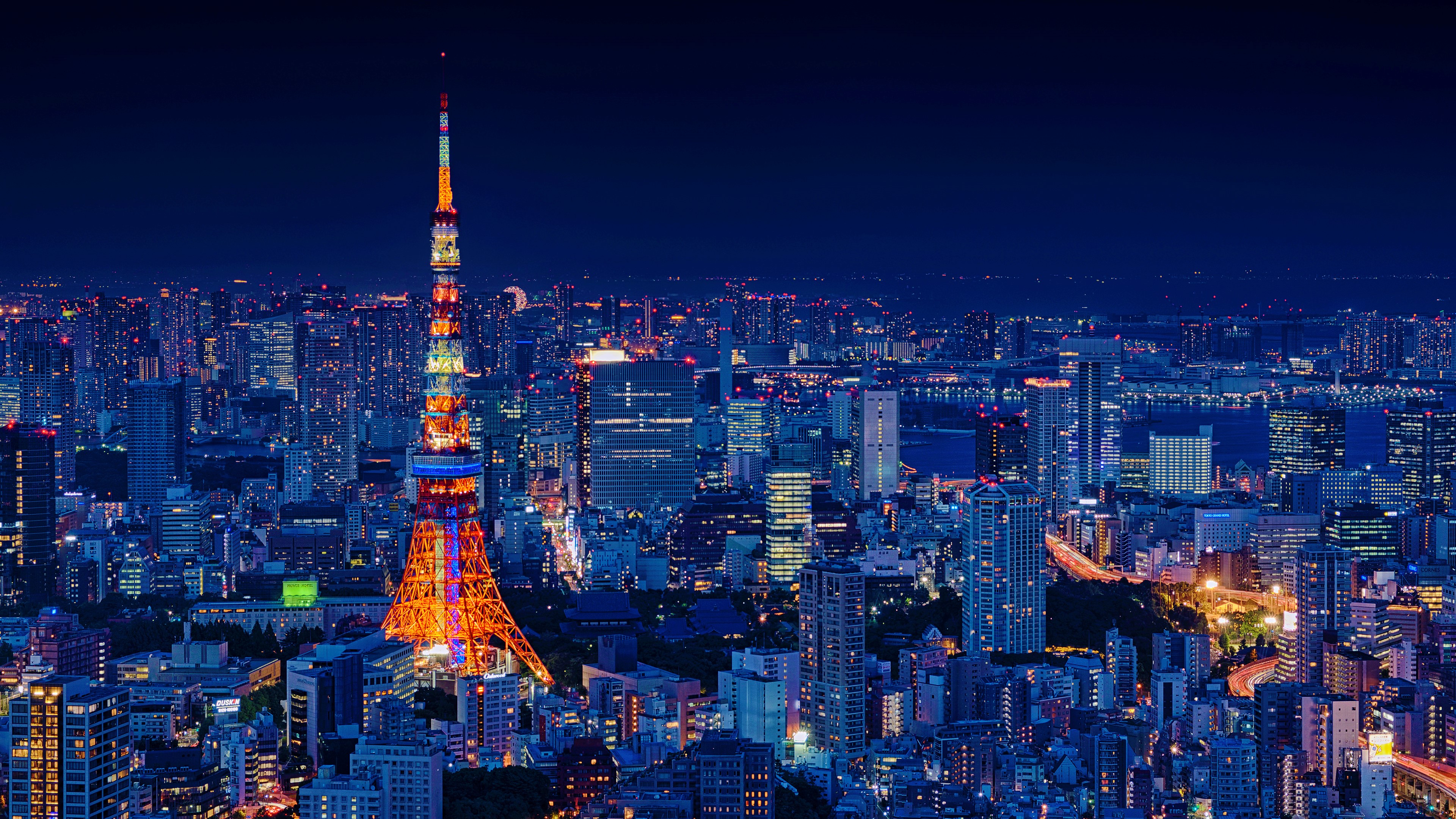 Tokyo Tower and Cityscape at Night, Japan HD Wallpaper