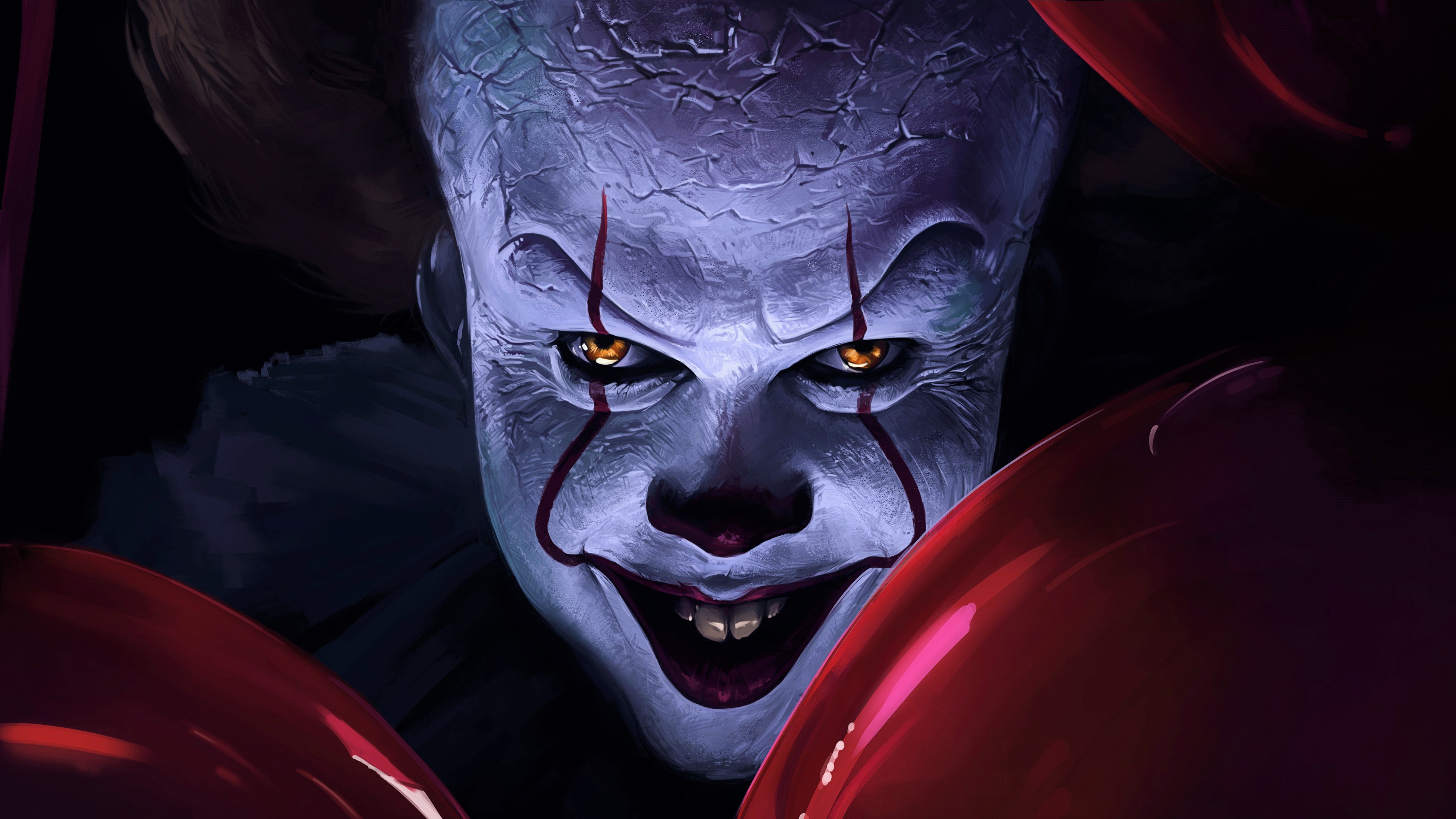 Pennywise the Clown from It with Red Balloons HD Wallpaper