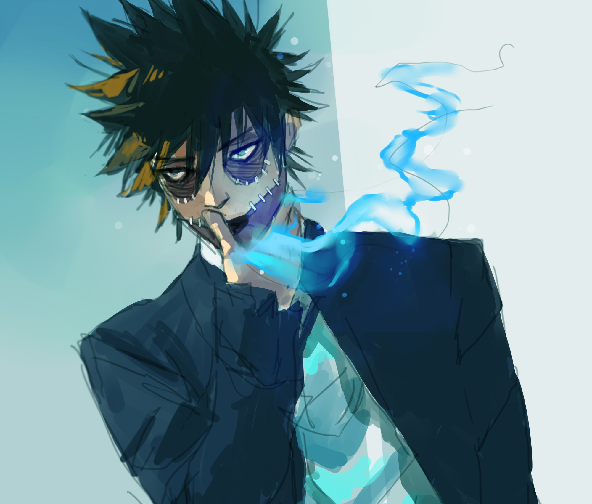 Dabi from My Hero Academia with blue flames HD Wallpaper