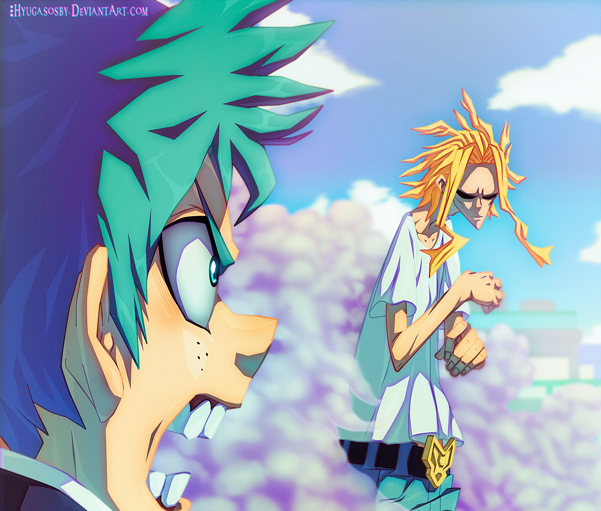 Izuku Midoriya and All Might from My Hero Academia HD Wallpaper