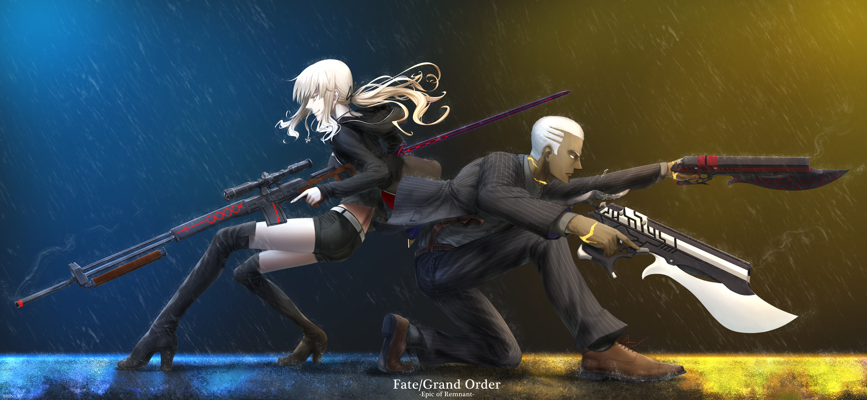 Emiya Alter and Saber Alter from Fate/Grand Order HD Wallpaper