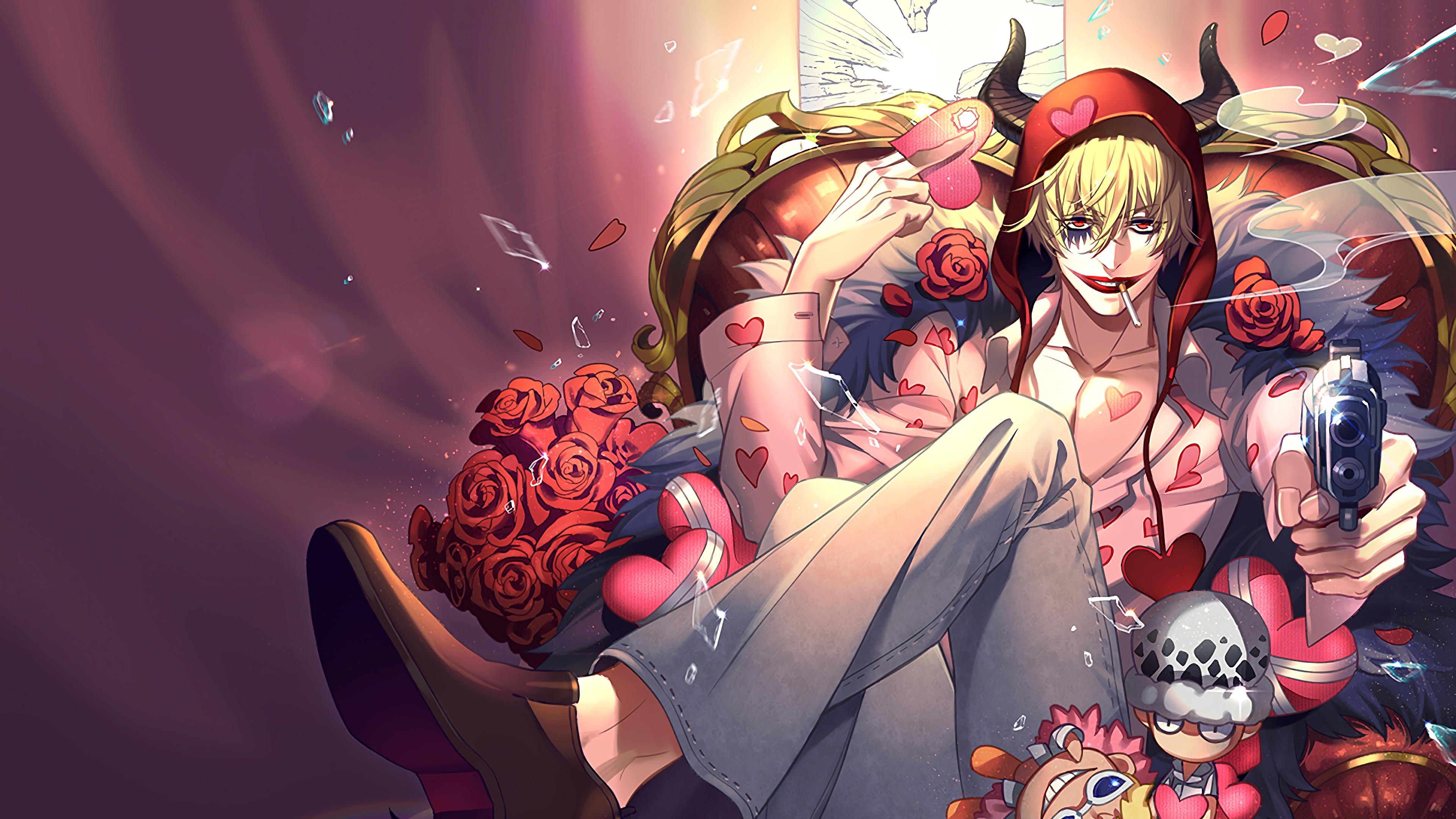 Donquixote Rosinante from One Piece holding a gun HD Wallpaper