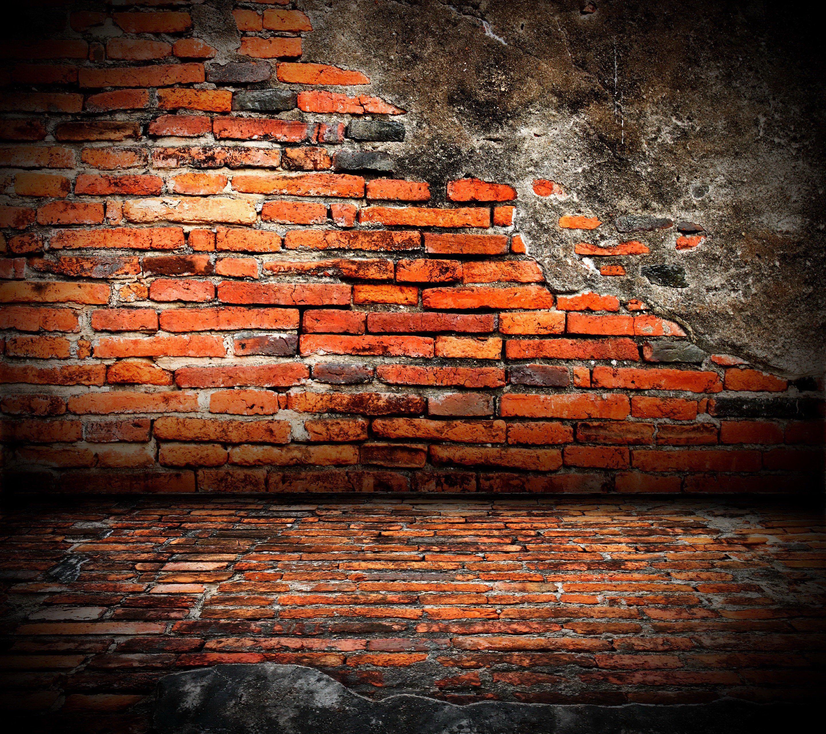 Old brick wall and floor HD Wallpaper