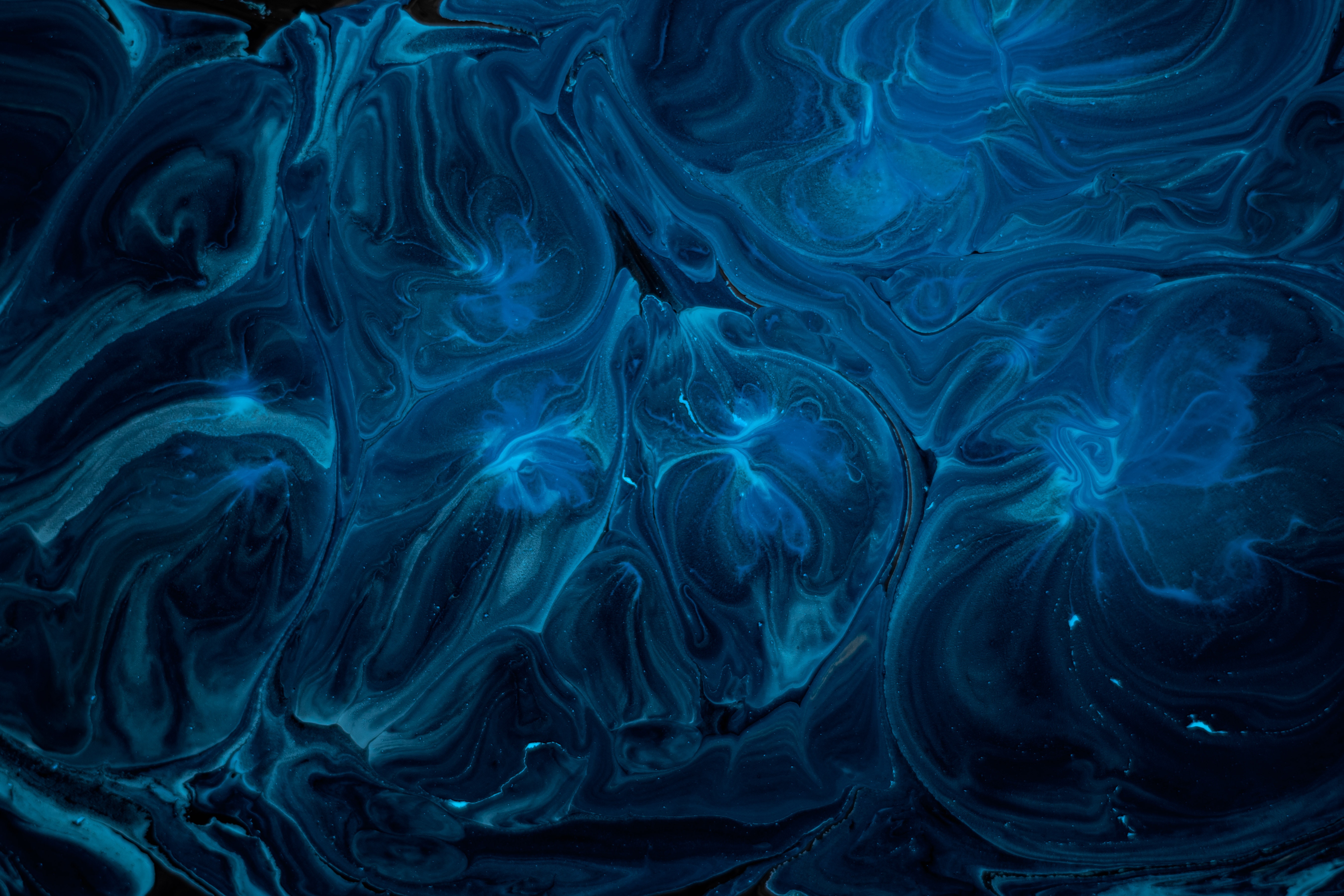 Abstract blue and black swirling paint texture HD Wallpaper