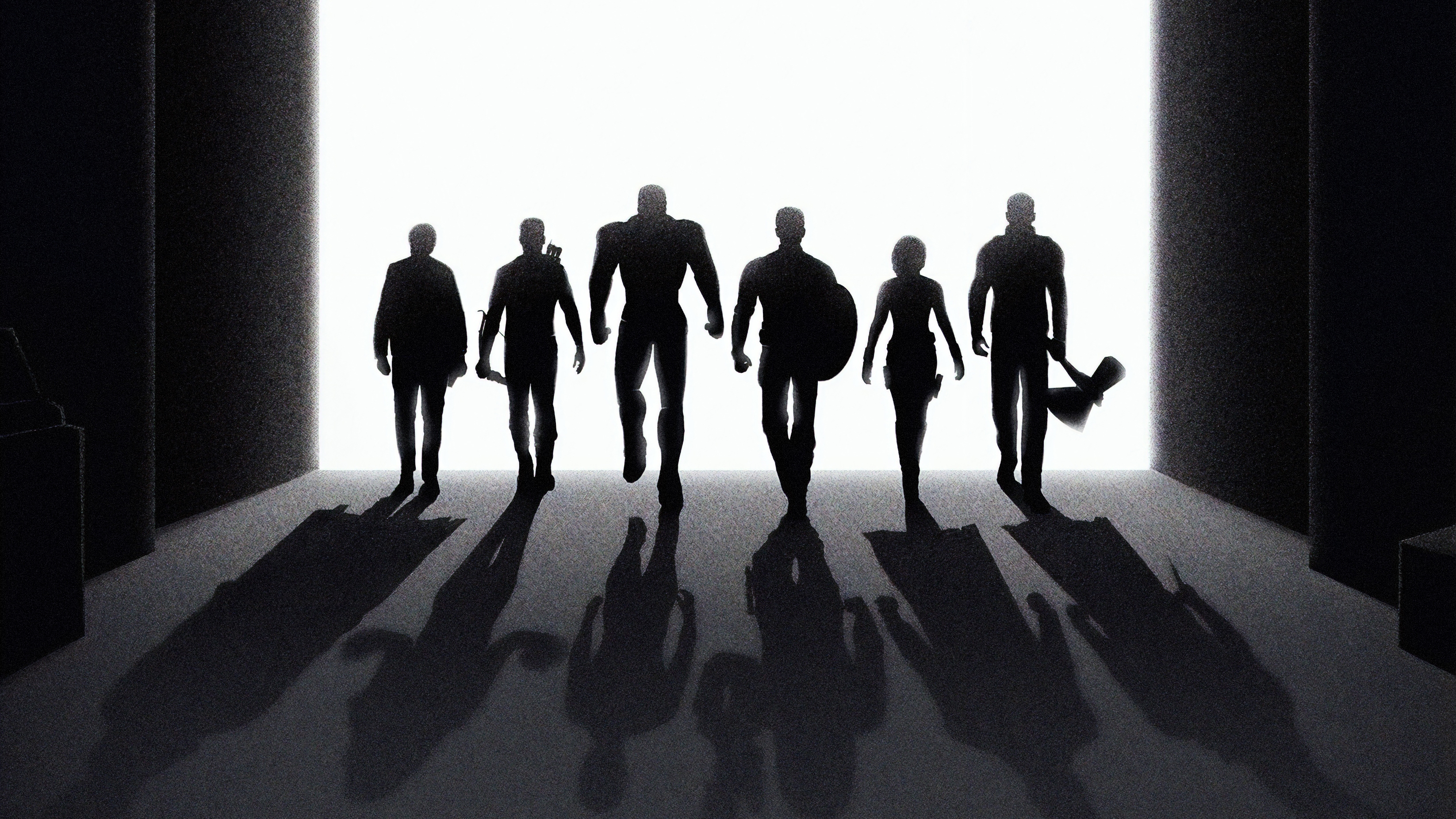 The Avengers walking towards light HD Wallpaper
