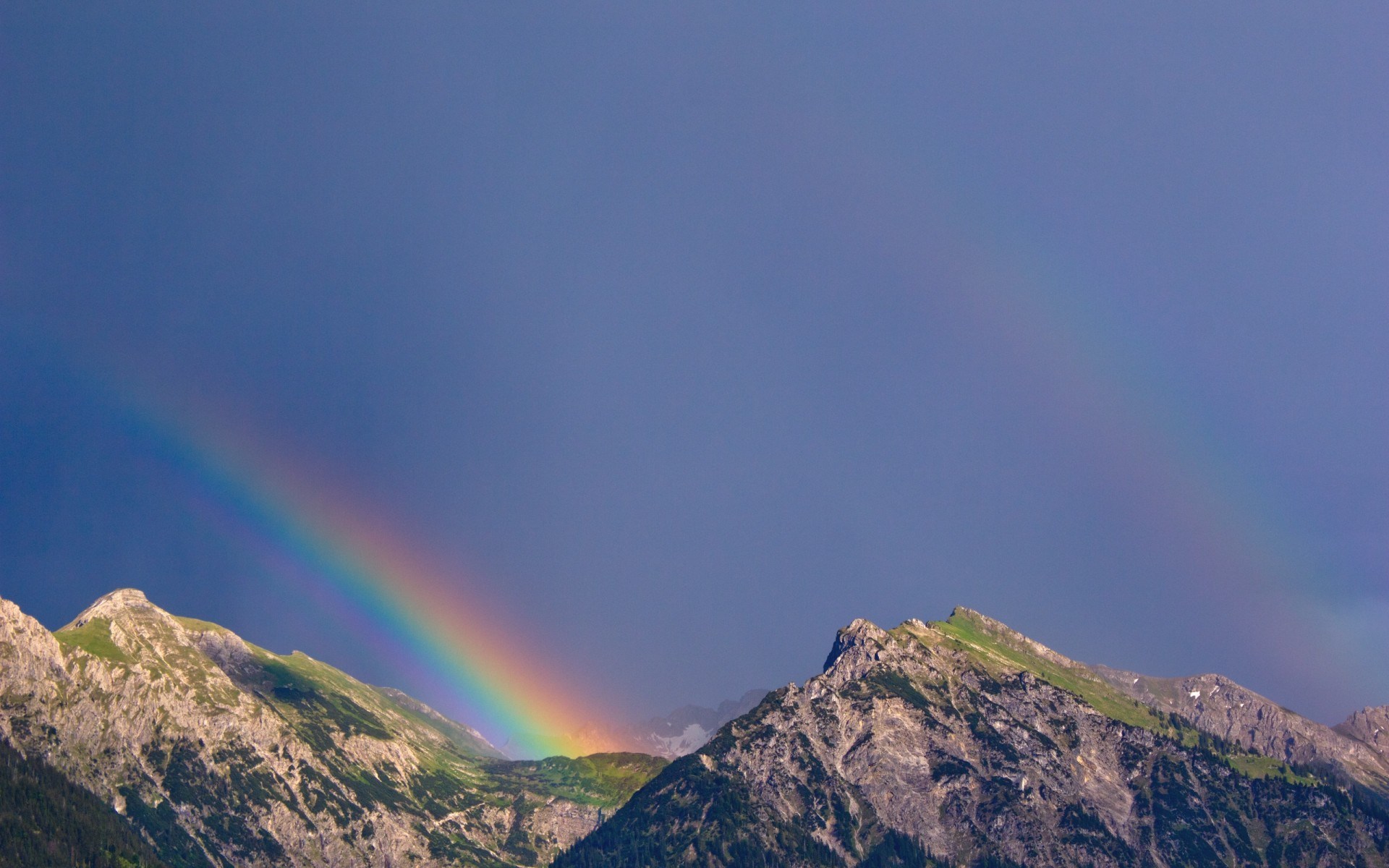 Rainbow over mountains HD Wallpaper