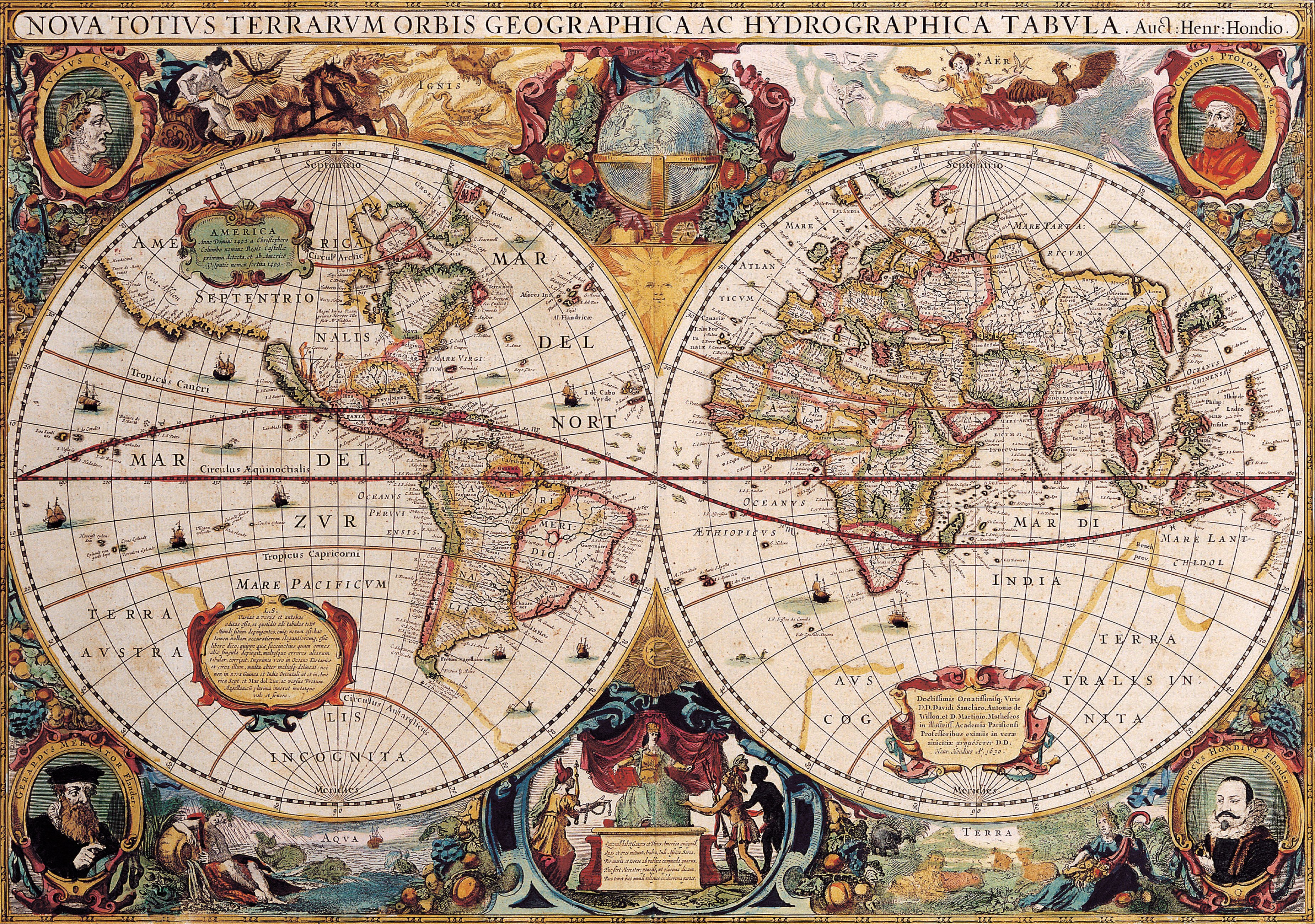 Antique World Map with Classic Cartography Style HD Wallpaper